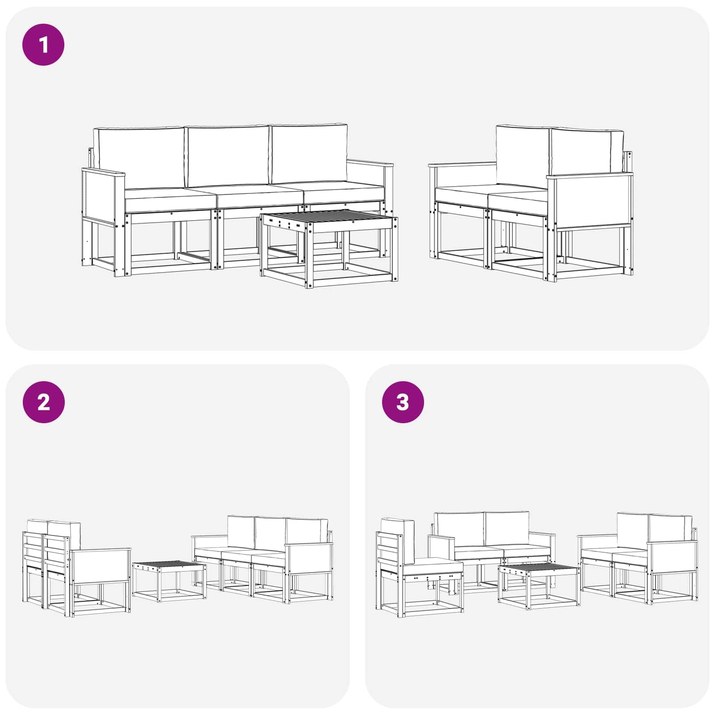 Outdoor-Sofagarnitur 6 stk. Natur