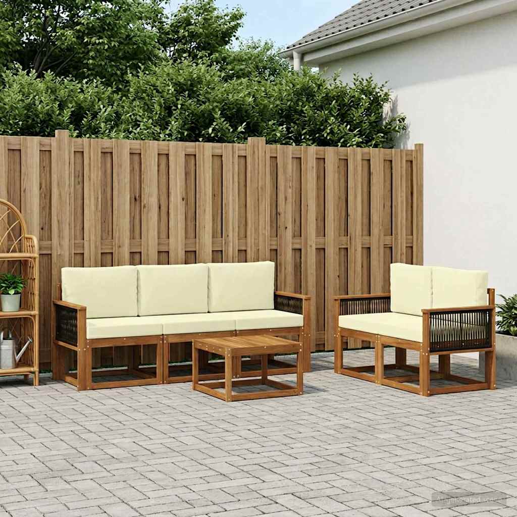 Outdoor-Sofagarnitur 6 stk. Natur und Creme