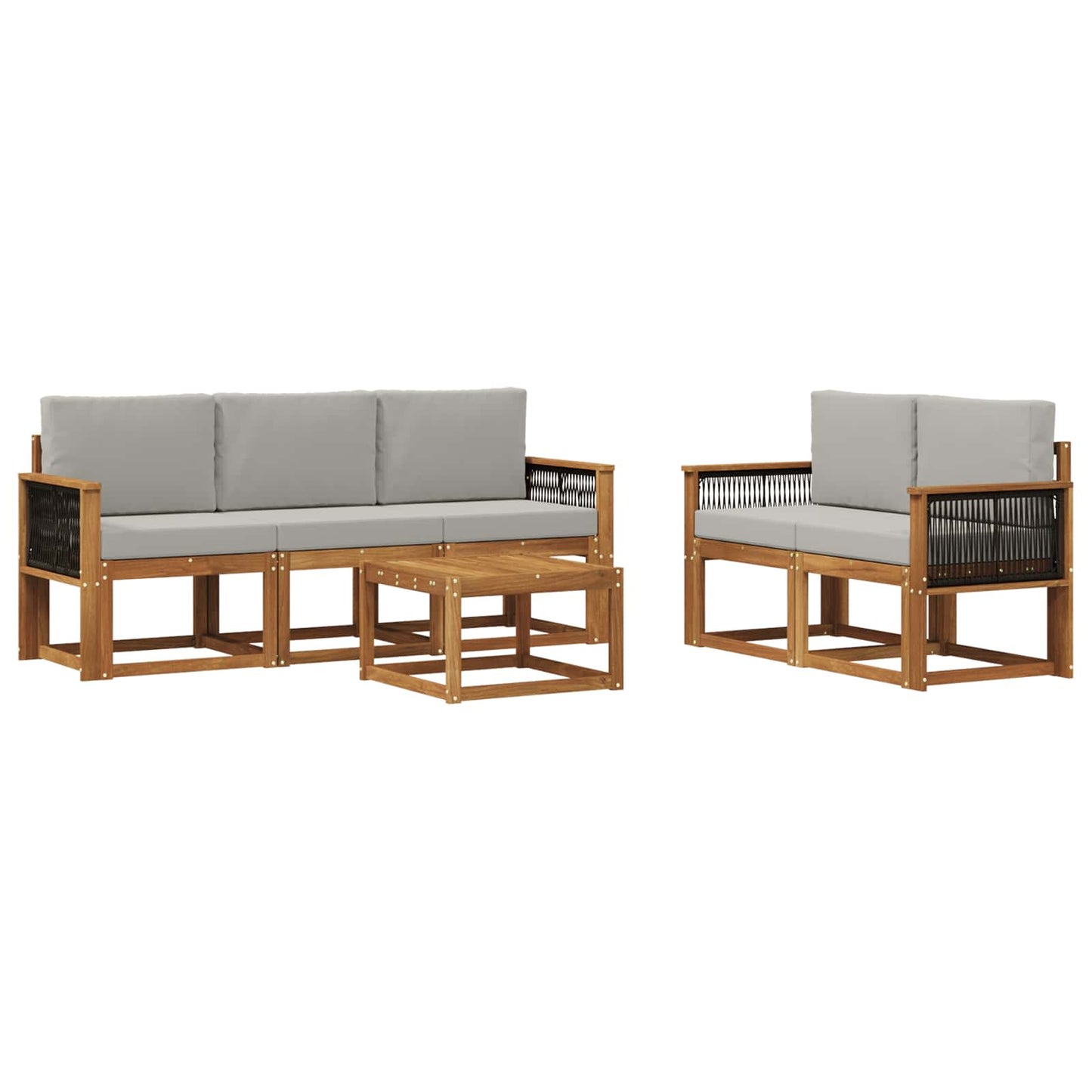 Outdoor-Sofagarnitur mit Kissen 6 pcs Natürlich und Hellgrau