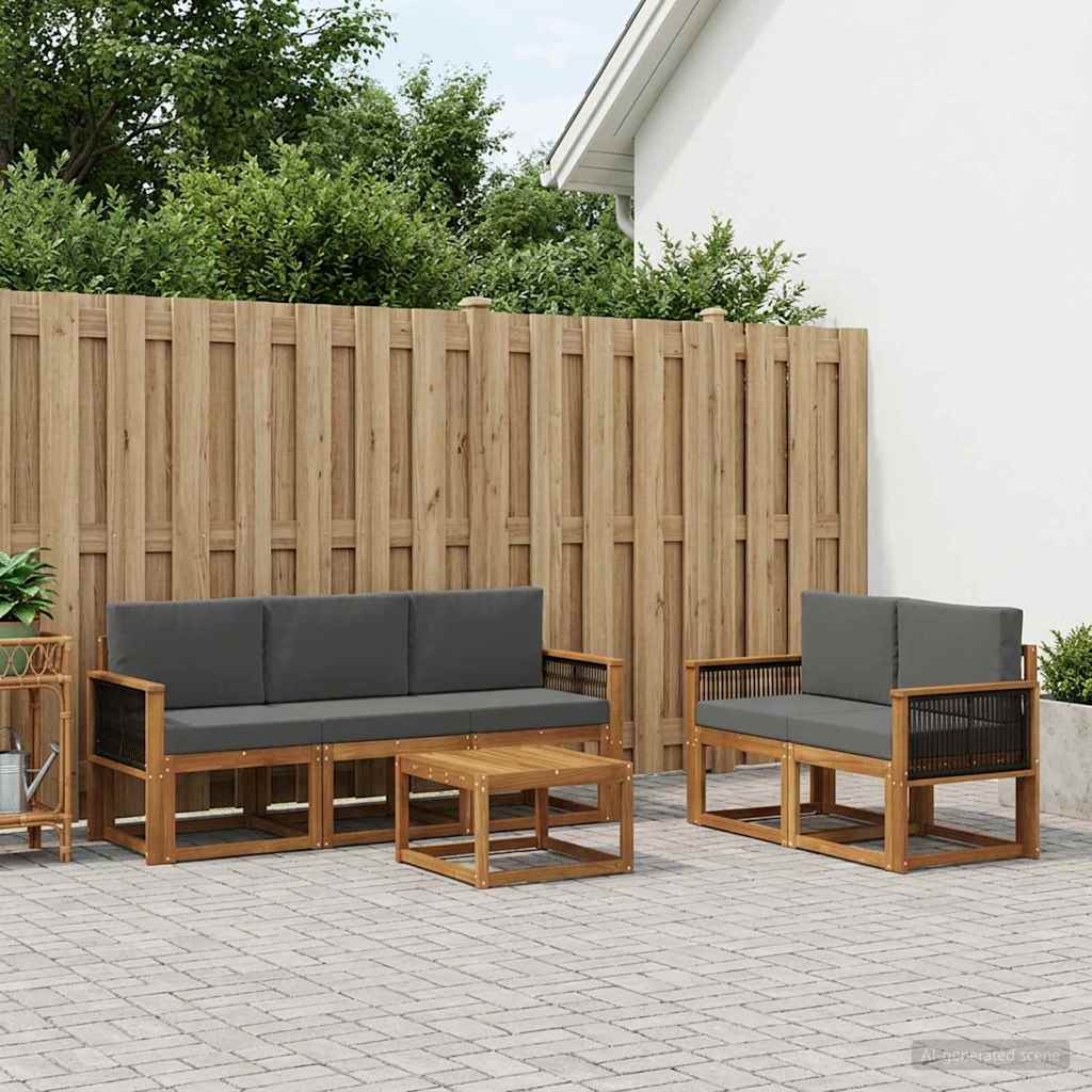 Outdoor-Sofagarnitur 6 stk. Natur und Anthrazit
