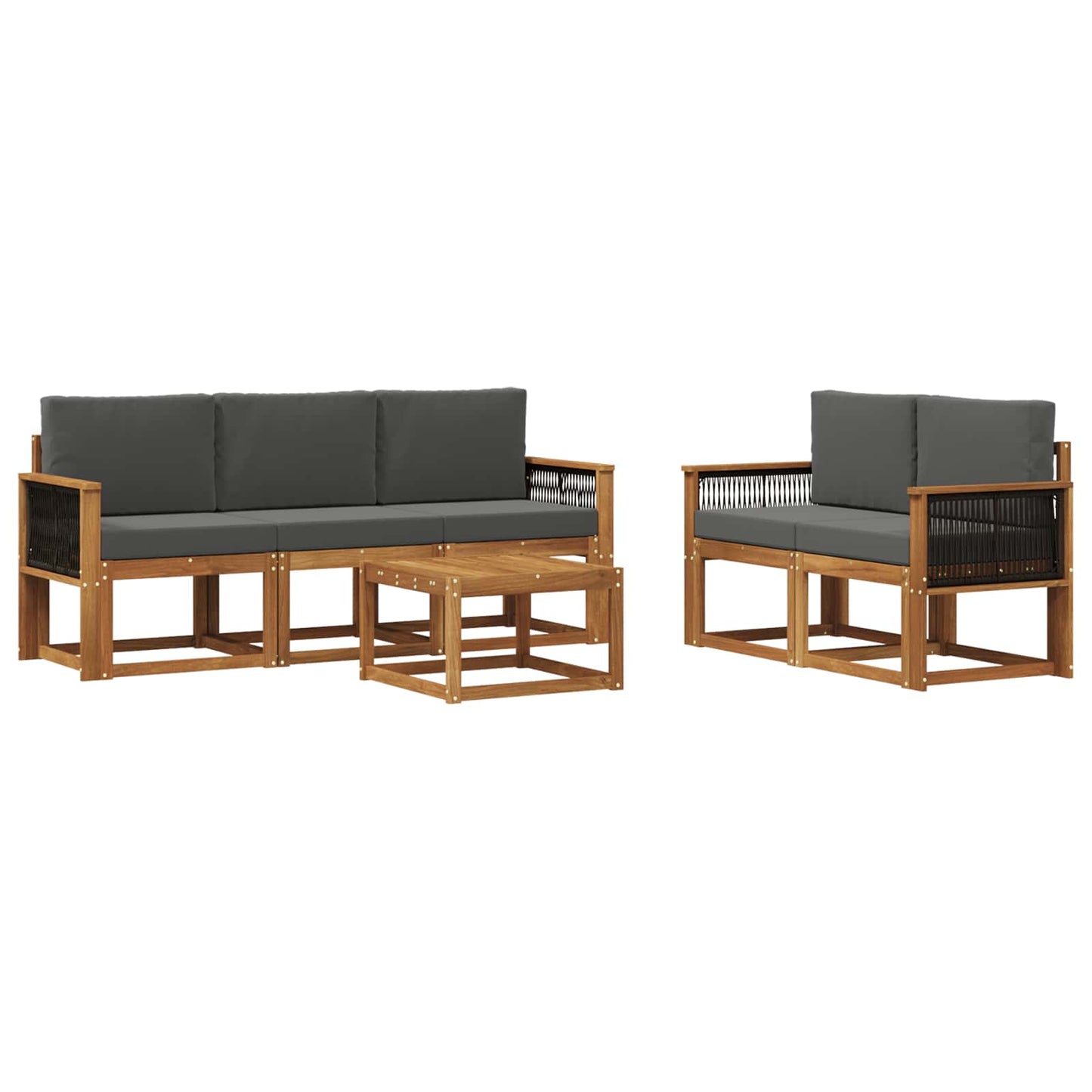 Outdoor-Sofagarnitur 6 stk. Natur und Anthrazit
