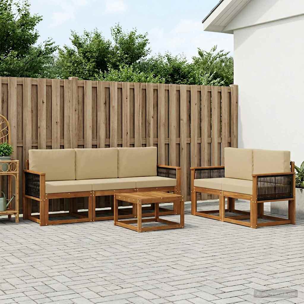 Outdoor-Sofagarnitur 6 stk. Natur