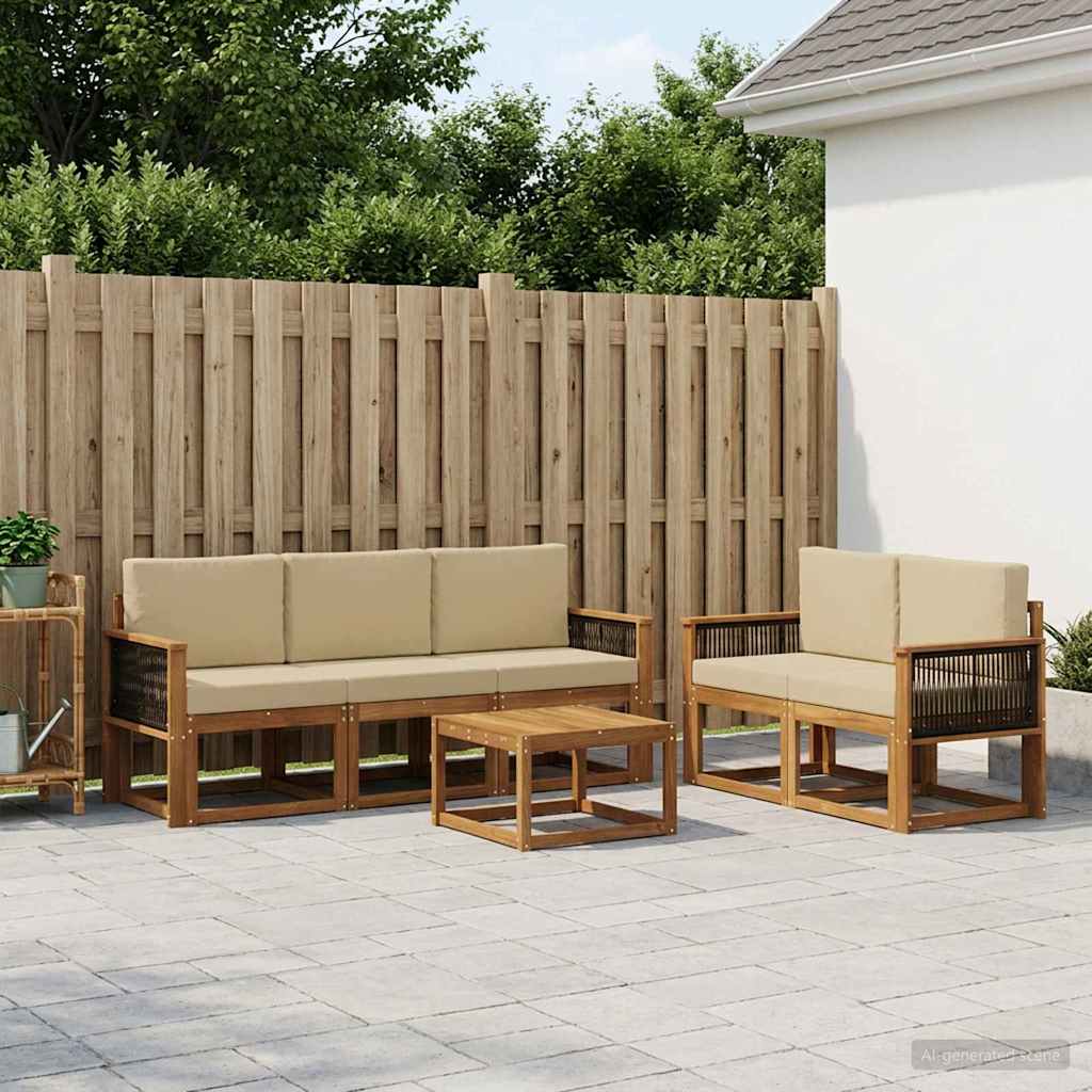 Outdoor-Sofagarnitur 6 stk. Natur