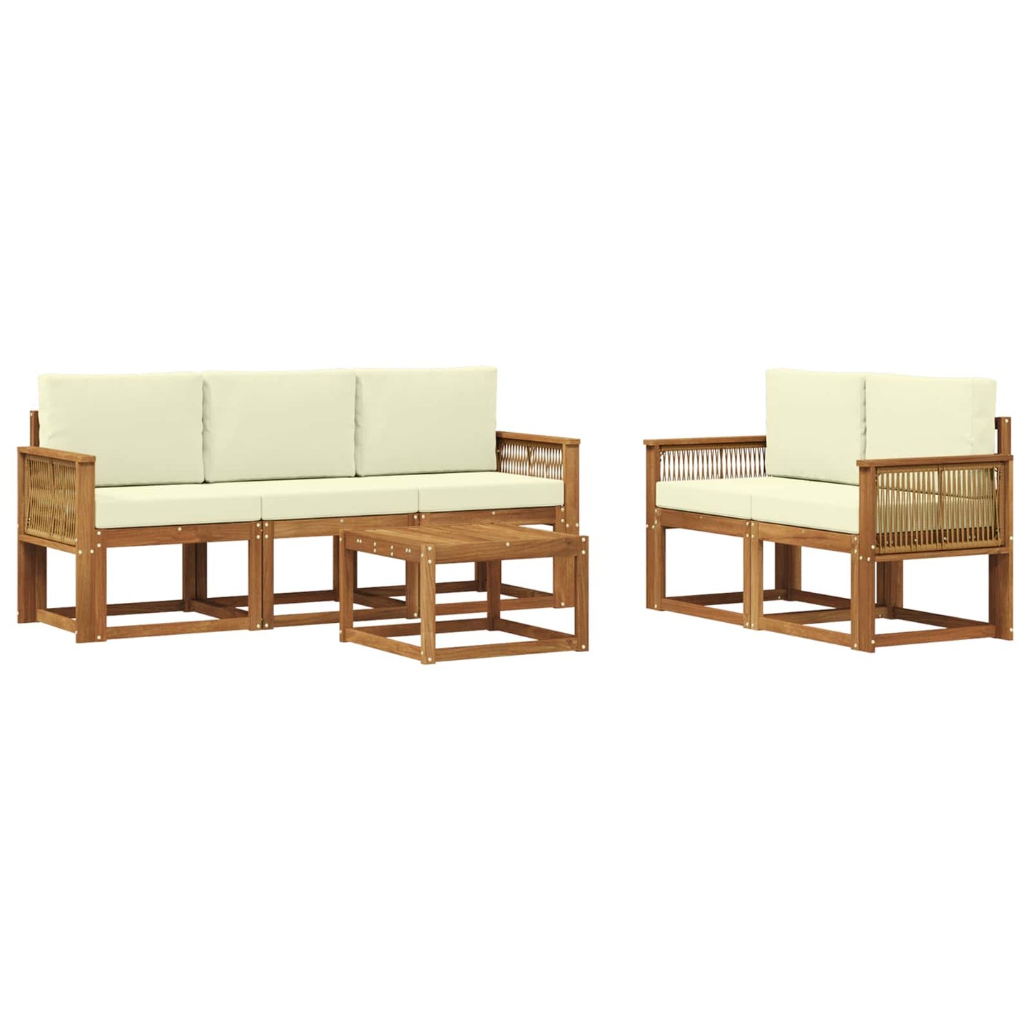 Outdoor-Sofagarnitur 6 pcs Natur und Creme Polyester