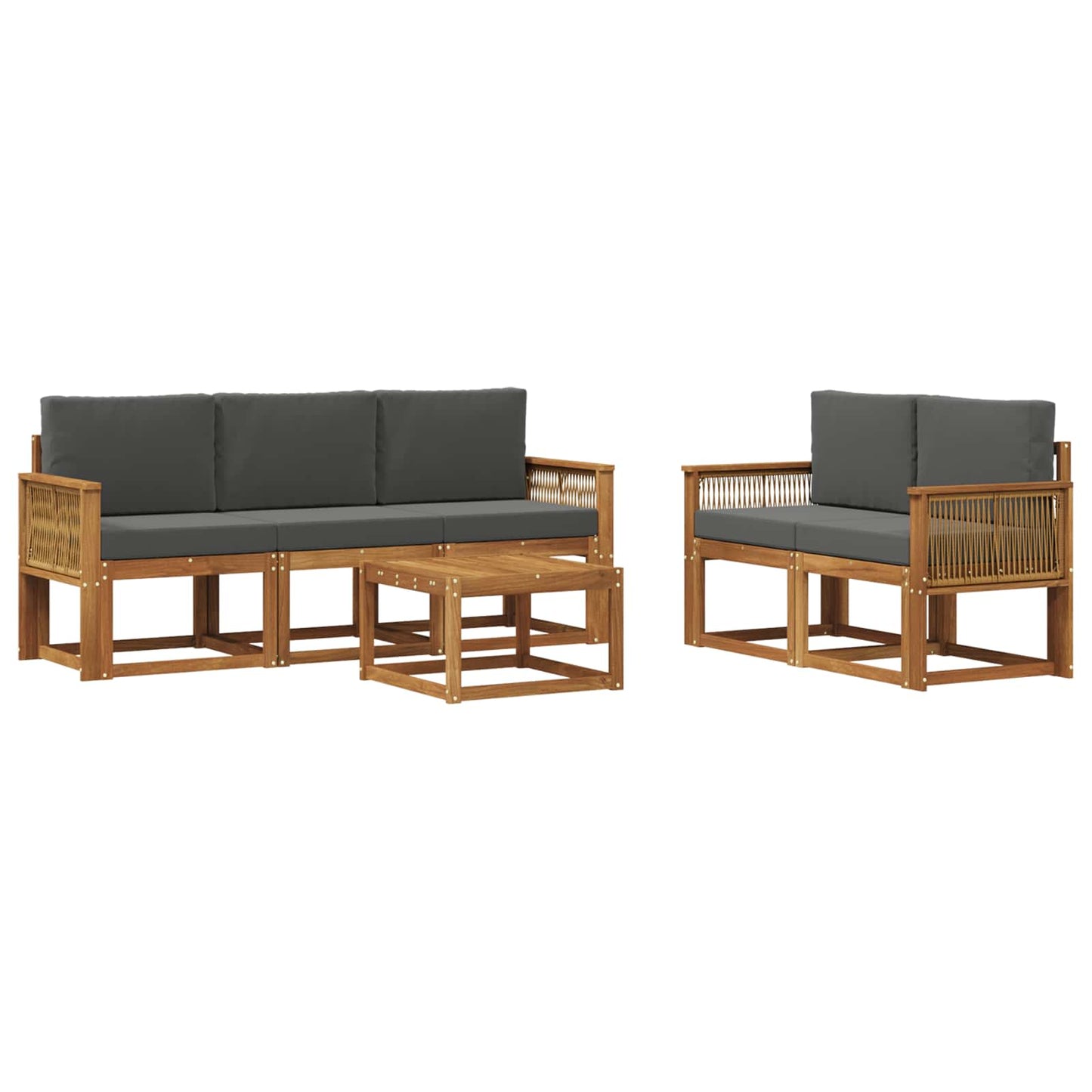Outdoor-Sofagarnitur 6 stk. Natur und Anthrazit Polyester