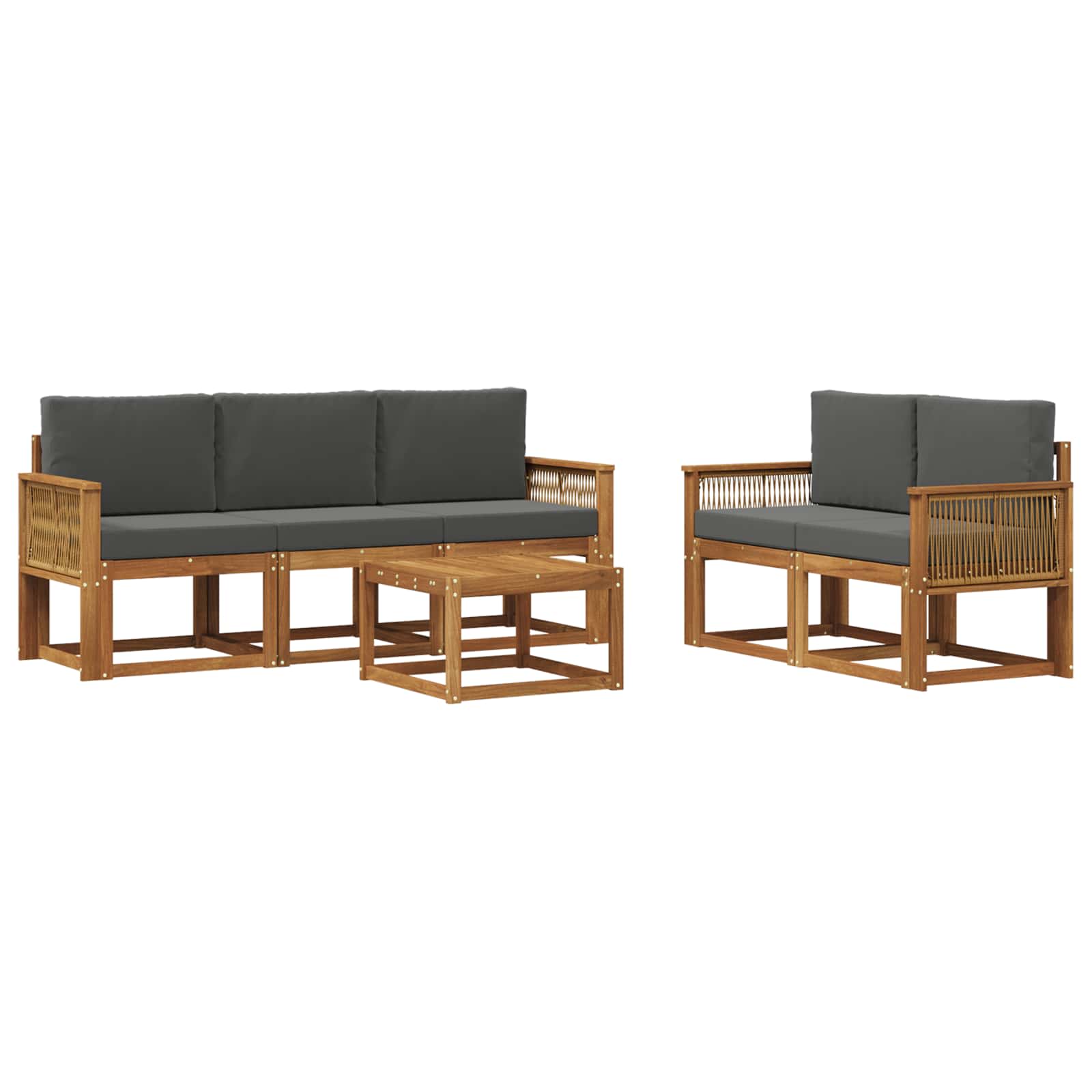 Outdoor-Sofagarnitur 6 stk. Natur und Anthrazit Polyester