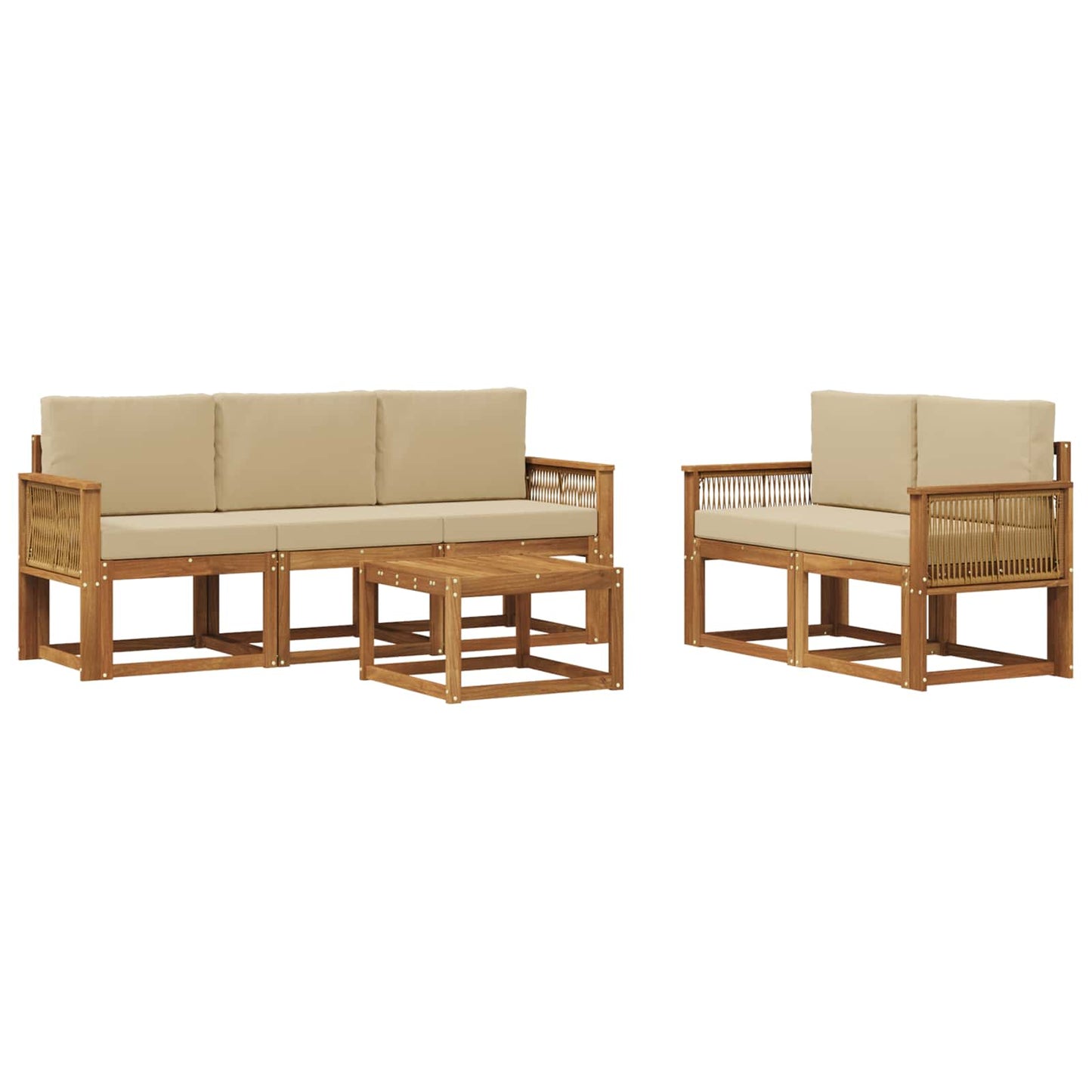 Outdoor-Sofagarnitur 6 pcs Natur und Beige Polyester