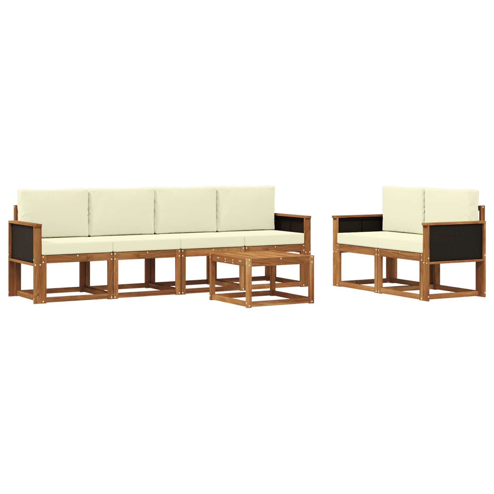 Outdoor-Sofagarnitur mit Kissen 6 pcs Natur und Creme