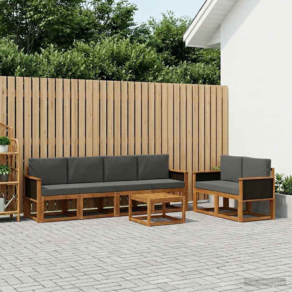 Outdoor-Sofagarnitur 6 stk. Natur und Anthrazit