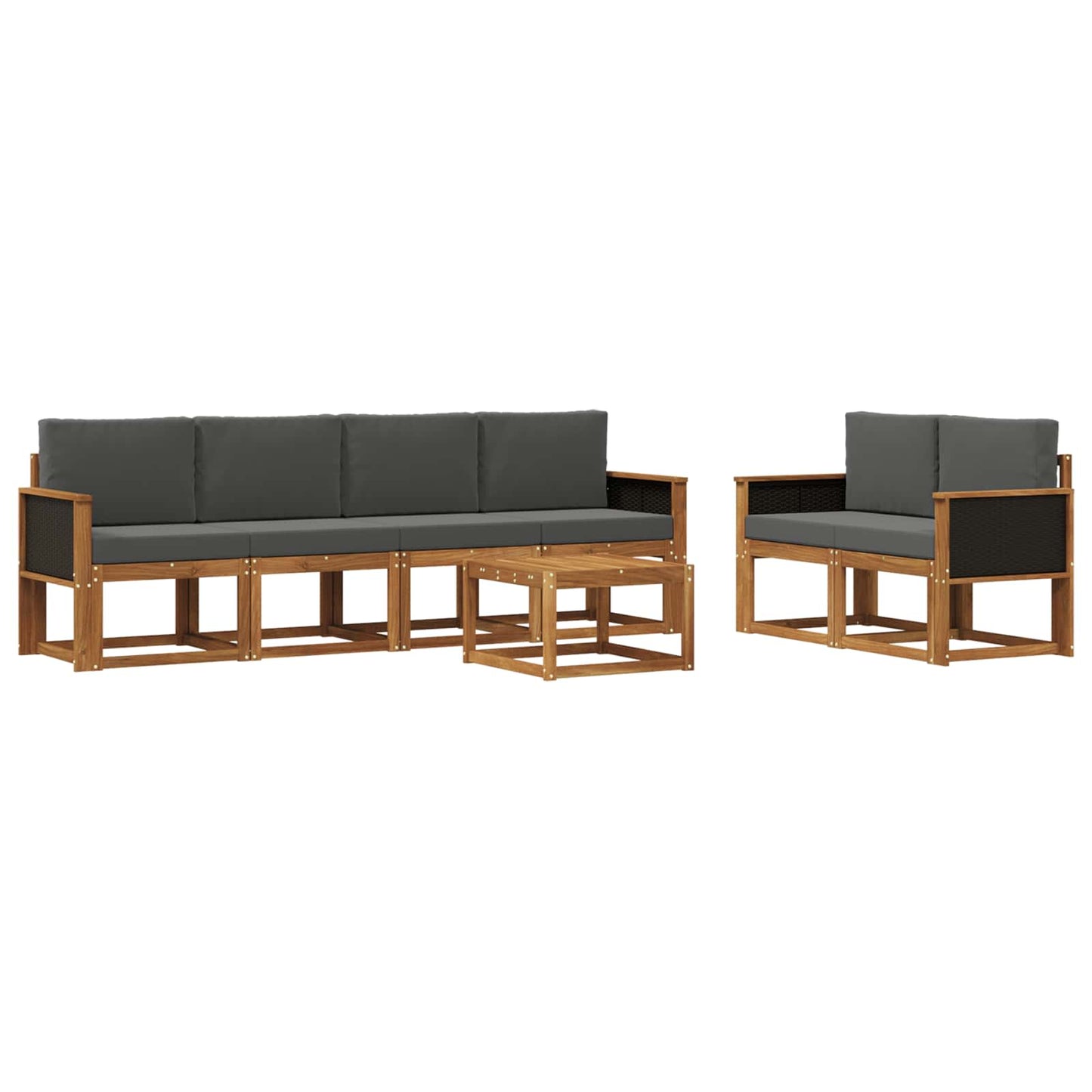 Outdoor-Sofagarnitur 6 stk. Natur und Anthrazit