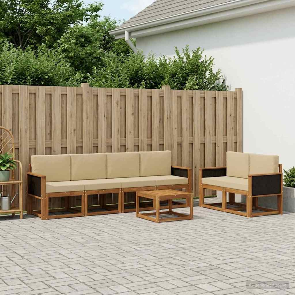 Outdoor-Sofagarnitur mit Kissen 6 pcs Natur