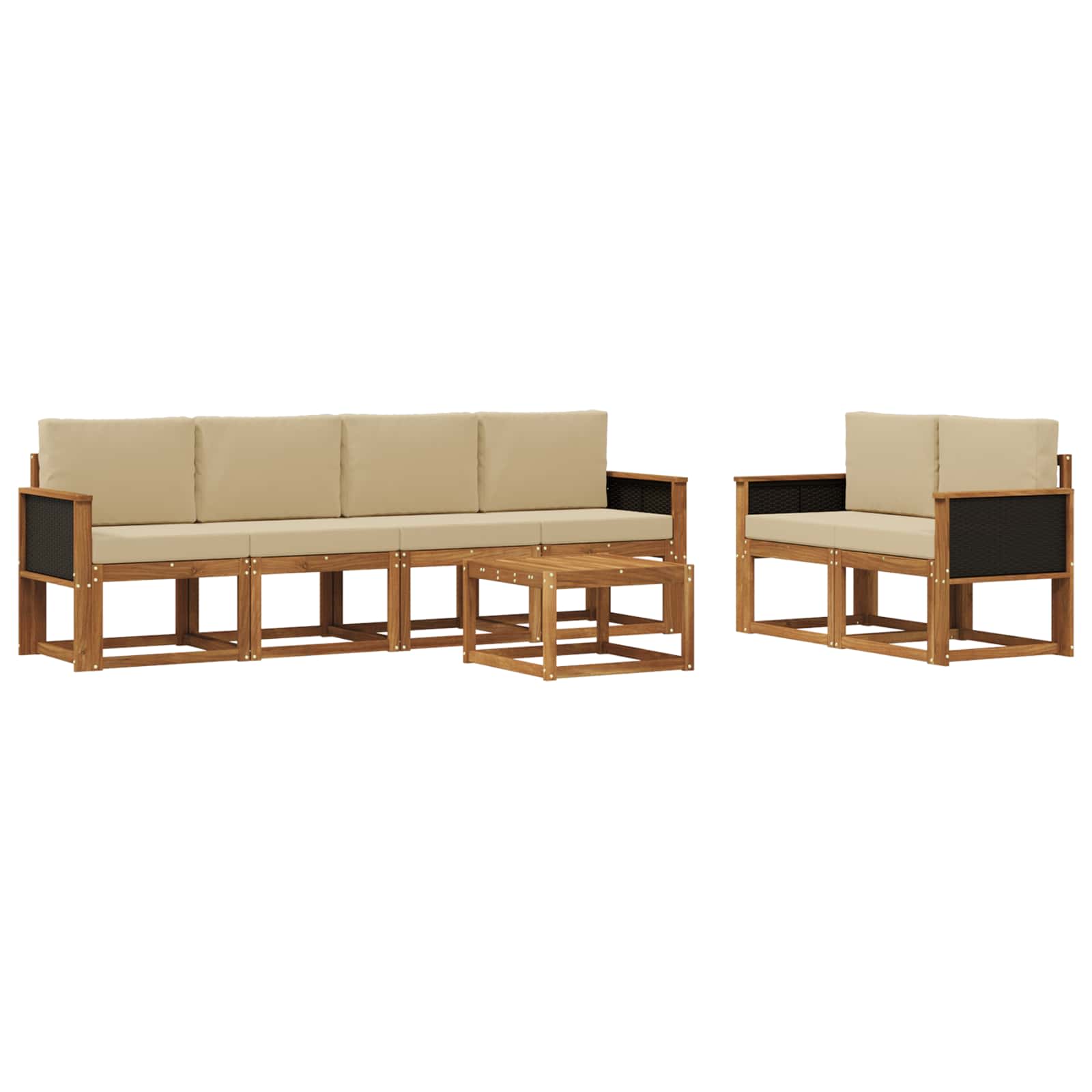 Outdoor-Sofagarnitur mit Kissen 6 pcs Natur