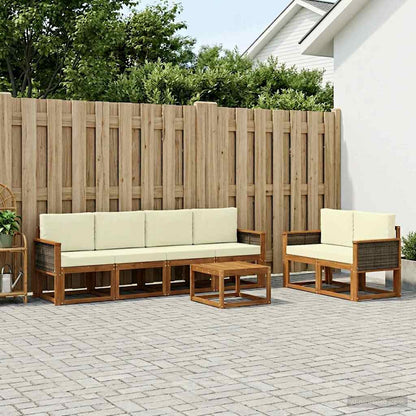 Outdoor-Sofagarnitur 6 stk. Natur und Creme