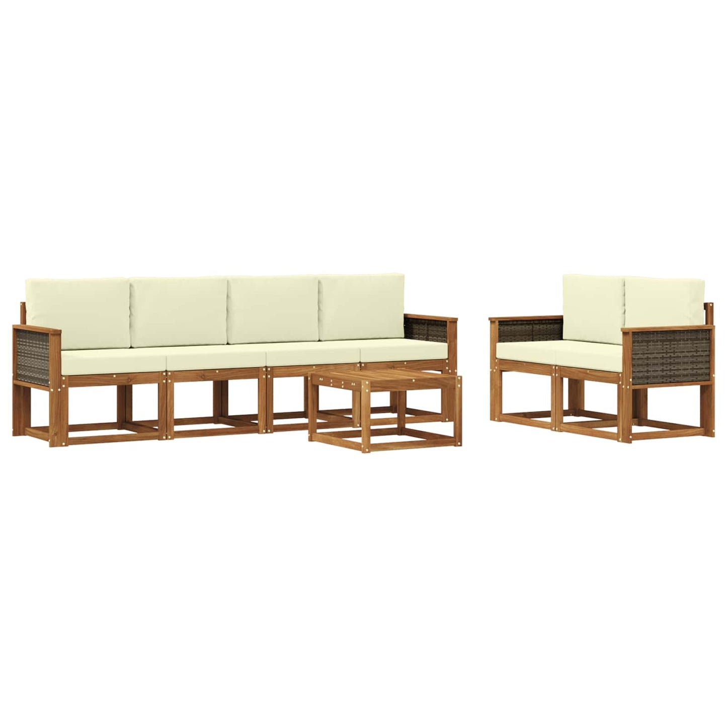 Outdoor-Sofagarnitur mit Kissen 6 pcs Natur und Creme