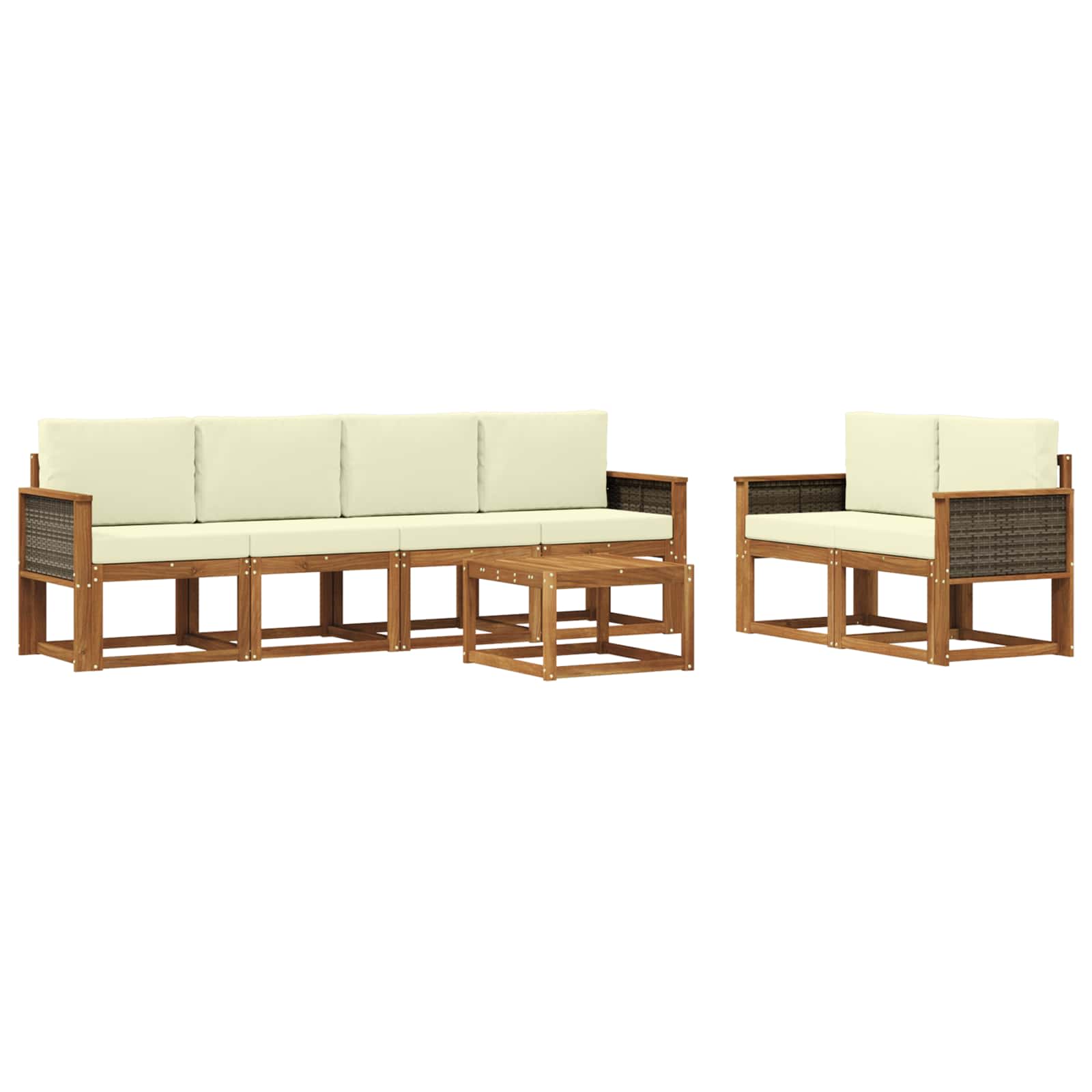 Outdoor-Sofagarnitur mit Kissen 6 pcs Natur und Creme
