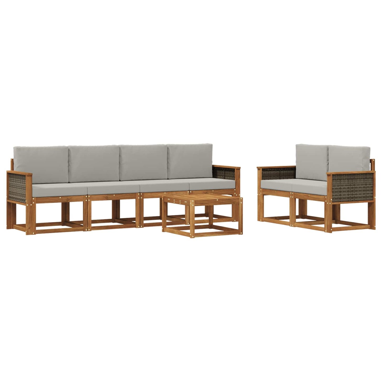 Outdoor-Sofagarnitur mit Kissen 6 pcs Natürlich und Hellgrau
