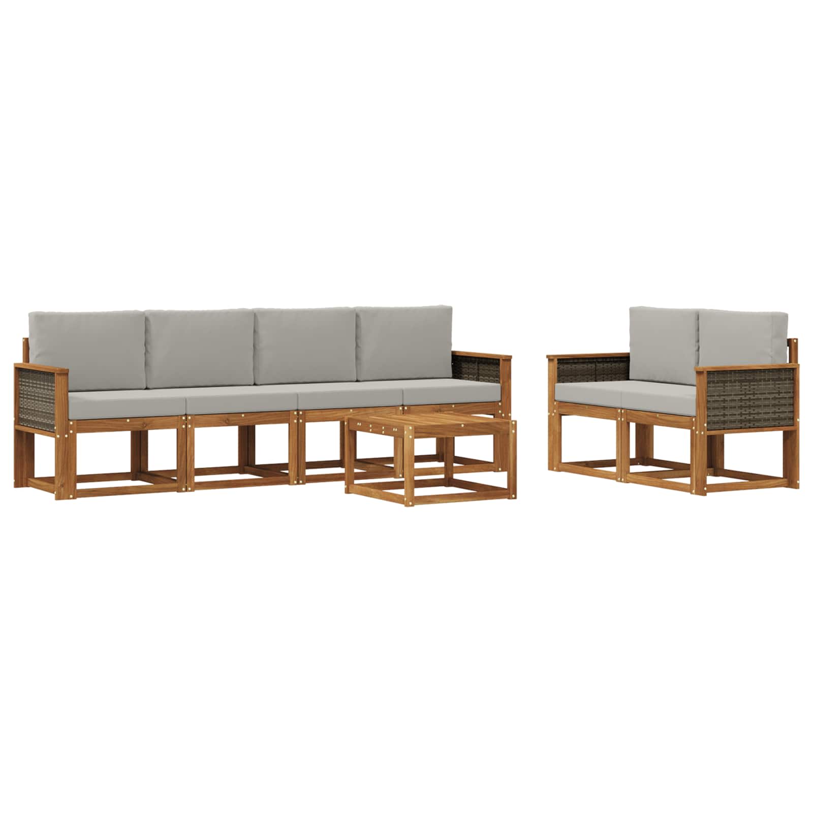 Outdoor-Sofagarnitur mit Kissen 6 pcs Natürlich und Hellgrau