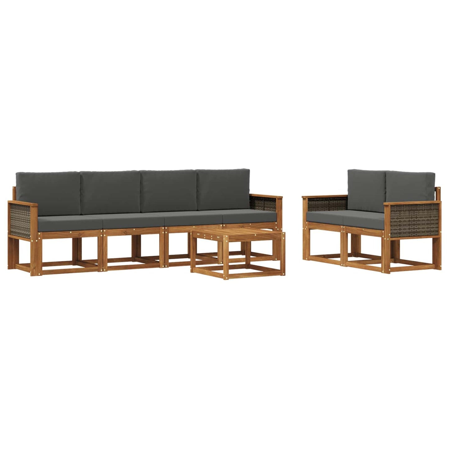 Outdoor-Sofagarnitur mit Kissen 6 pcs Natur und Anthrazit