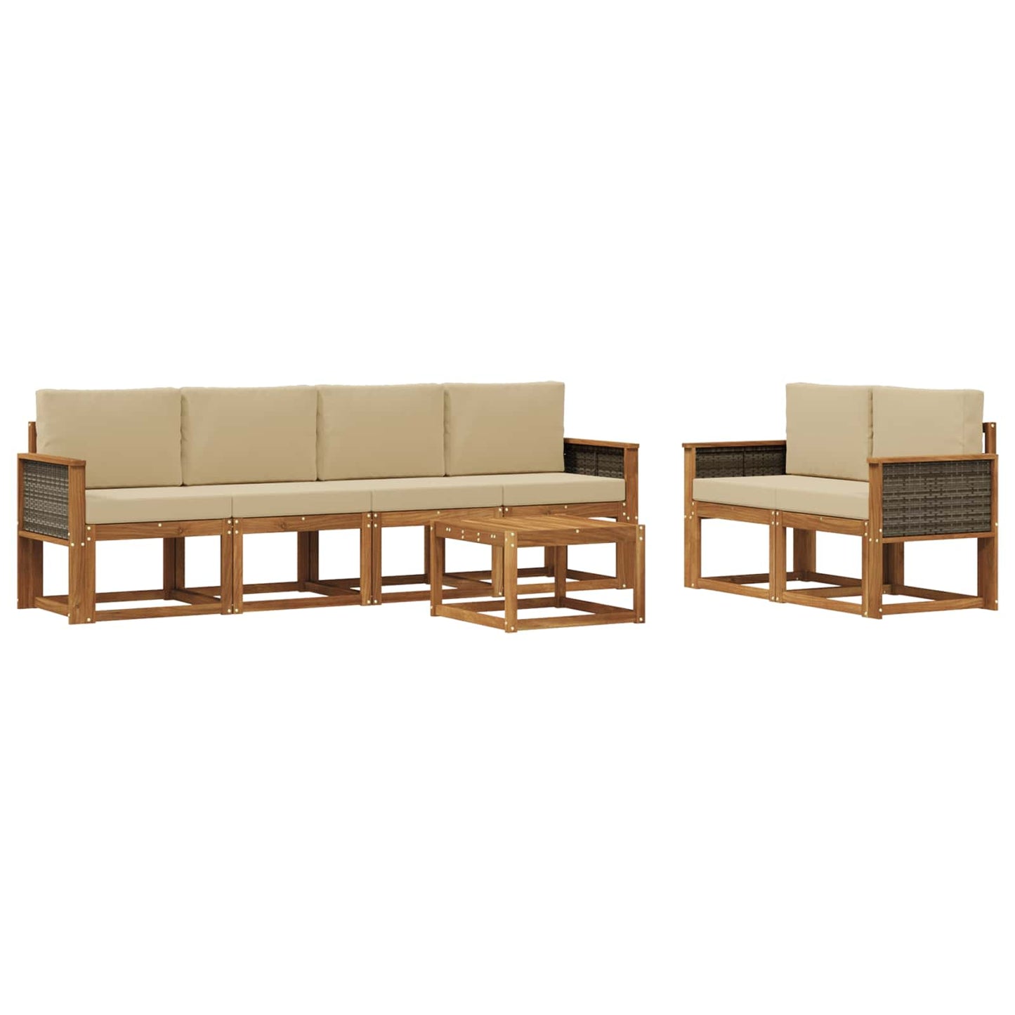Outdoor-Sofagarnitur mit Kissen 6 pcs Natur