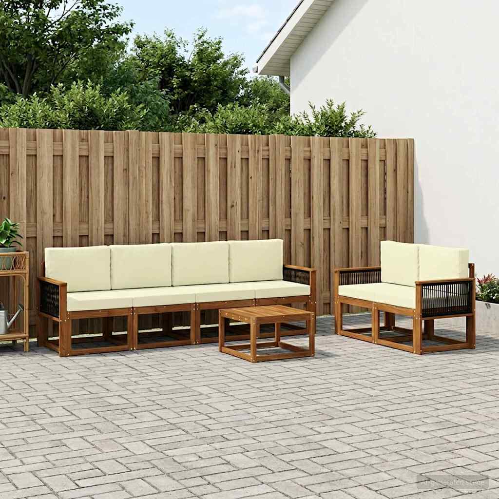 Outdoor-Sofagarnitur 6 stk. Natur und Creme