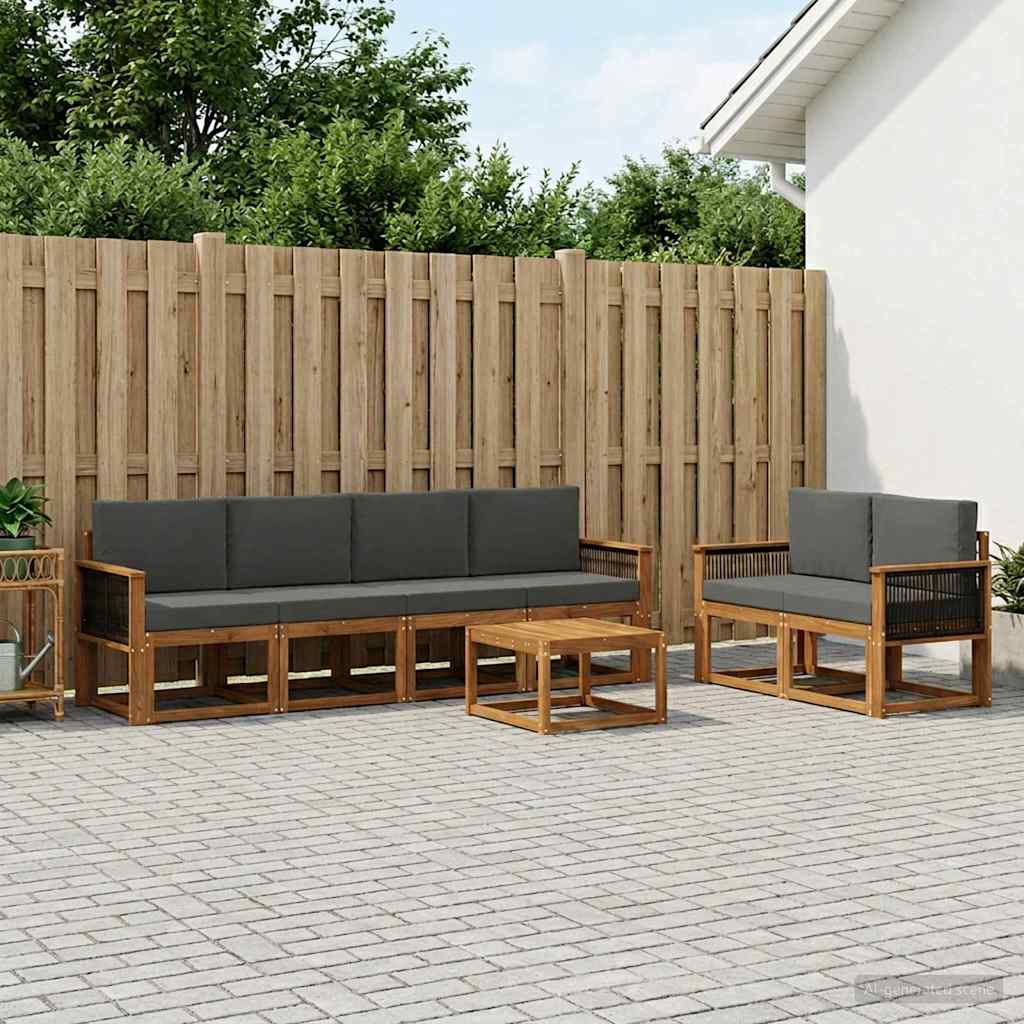 Outdoor-Sofagarnitur 6 stk. Natur und Anthrazit