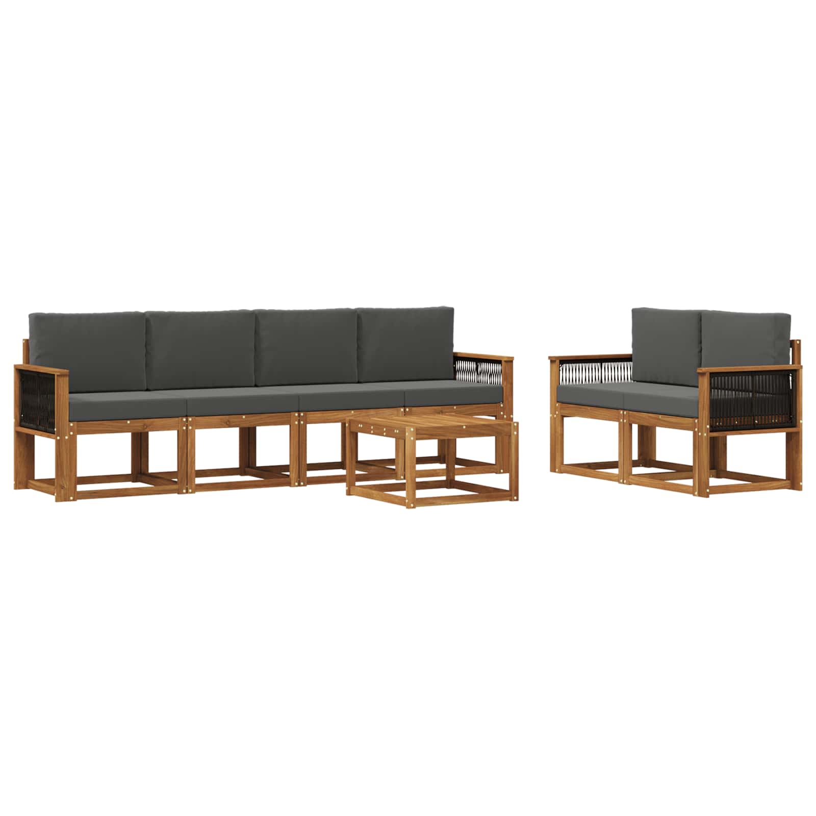 Outdoor-Sofagarnitur 6 stk. Natur und Anthrazit
