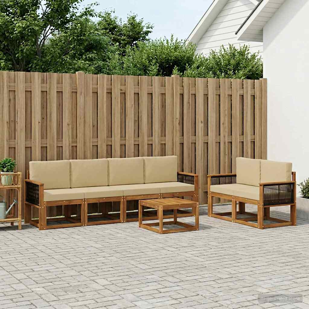 Outdoor-Sofagarnitur mit Kissen 6 pcs Natur
