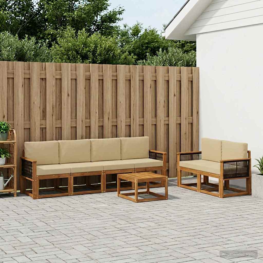 Outdoor-Sofagarnitur 6 stk. Natur