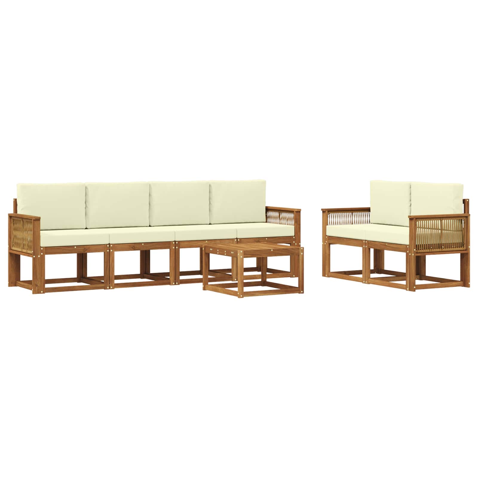 Outdoor-Sofagarnitur 7 stk. Natur und Creme Polyester