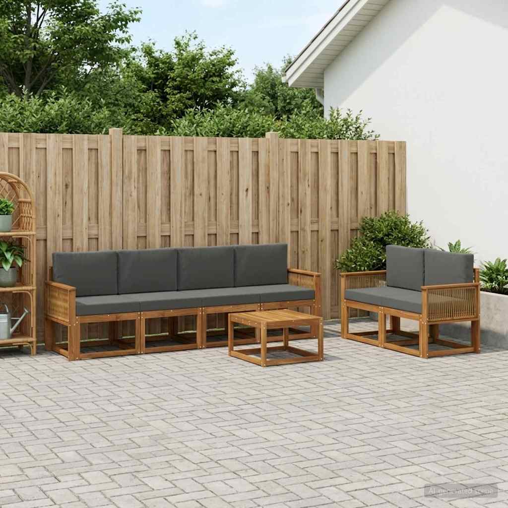 Outdoor-Sofagarnitur 7 stk. Natur und Anthrazit Polyester