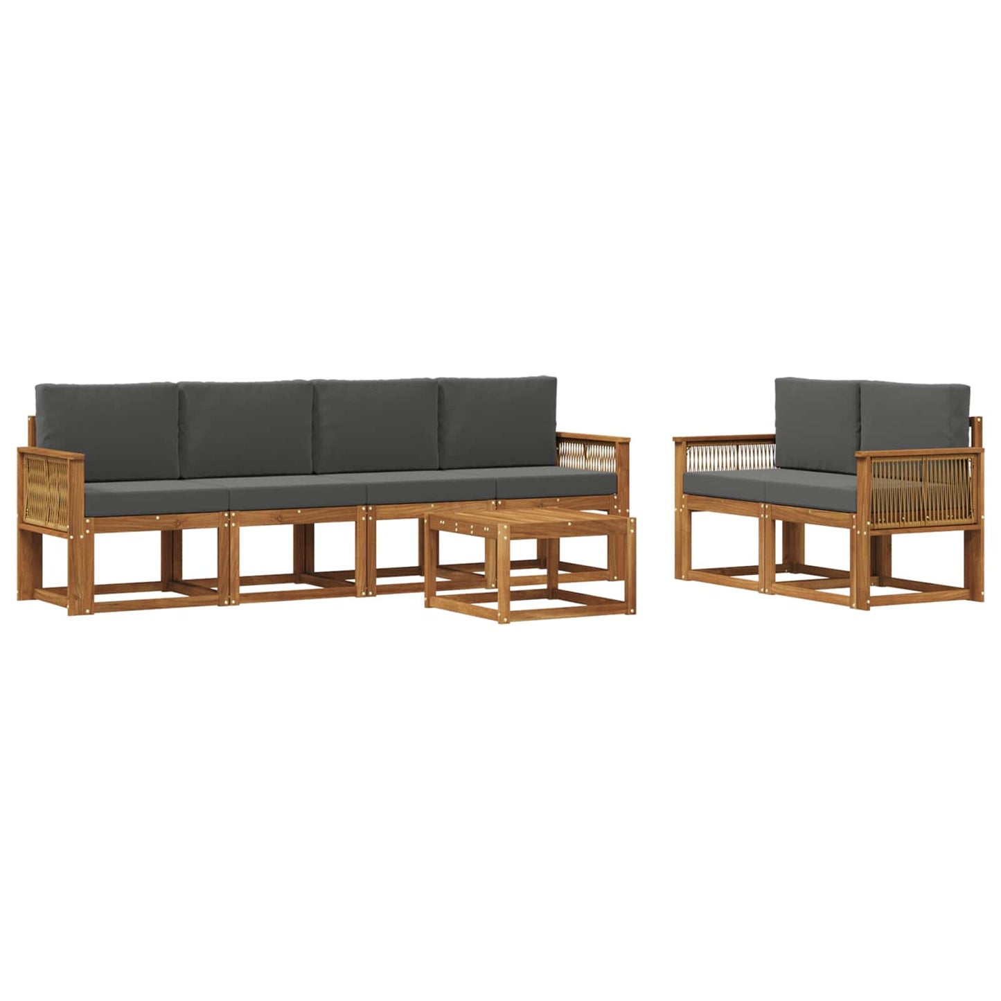 Outdoor-Sofagarnitur 7 stk. Natur und Anthrazit Polyester
