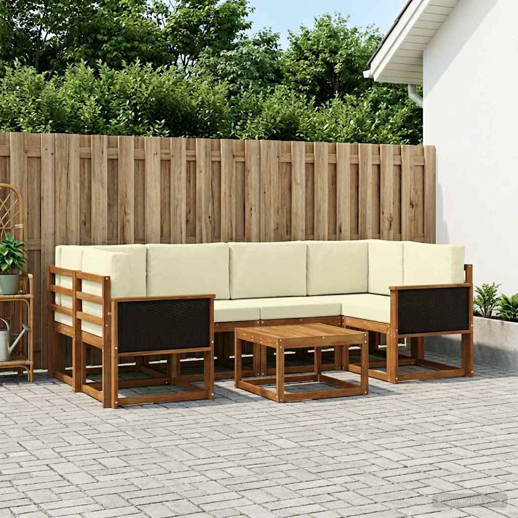 Outdoor-Sofagarnitur mit Kissen 5 pcs Natur und Creme