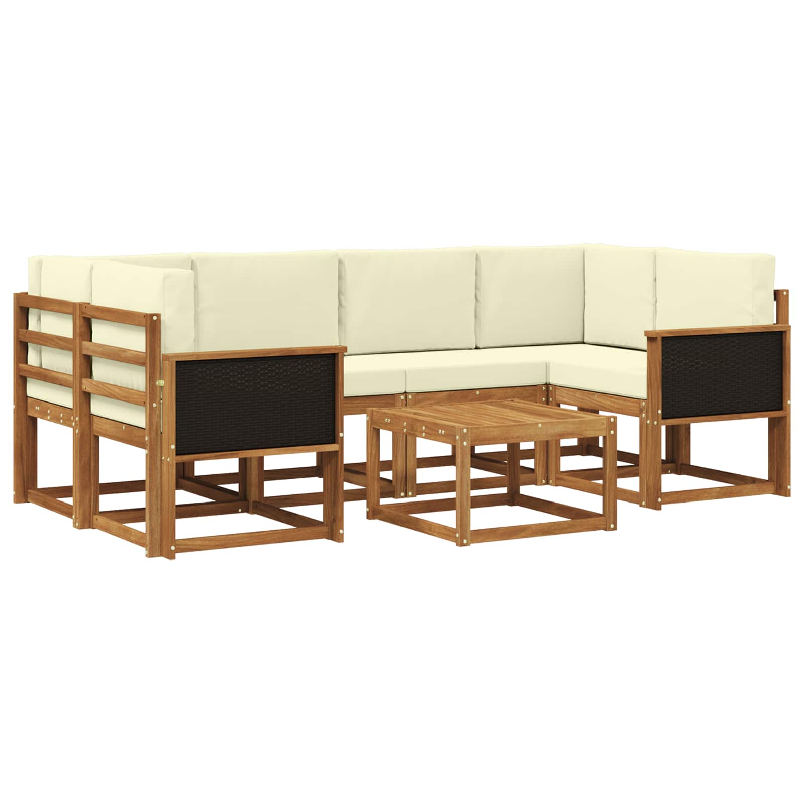 Outdoor-Sofagarnitur mit Kissen 5 pcs Natur und Creme