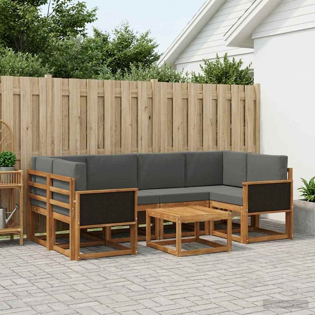 Outdoor-Sofagarnitur 5 stk. Natur und Anthrazit