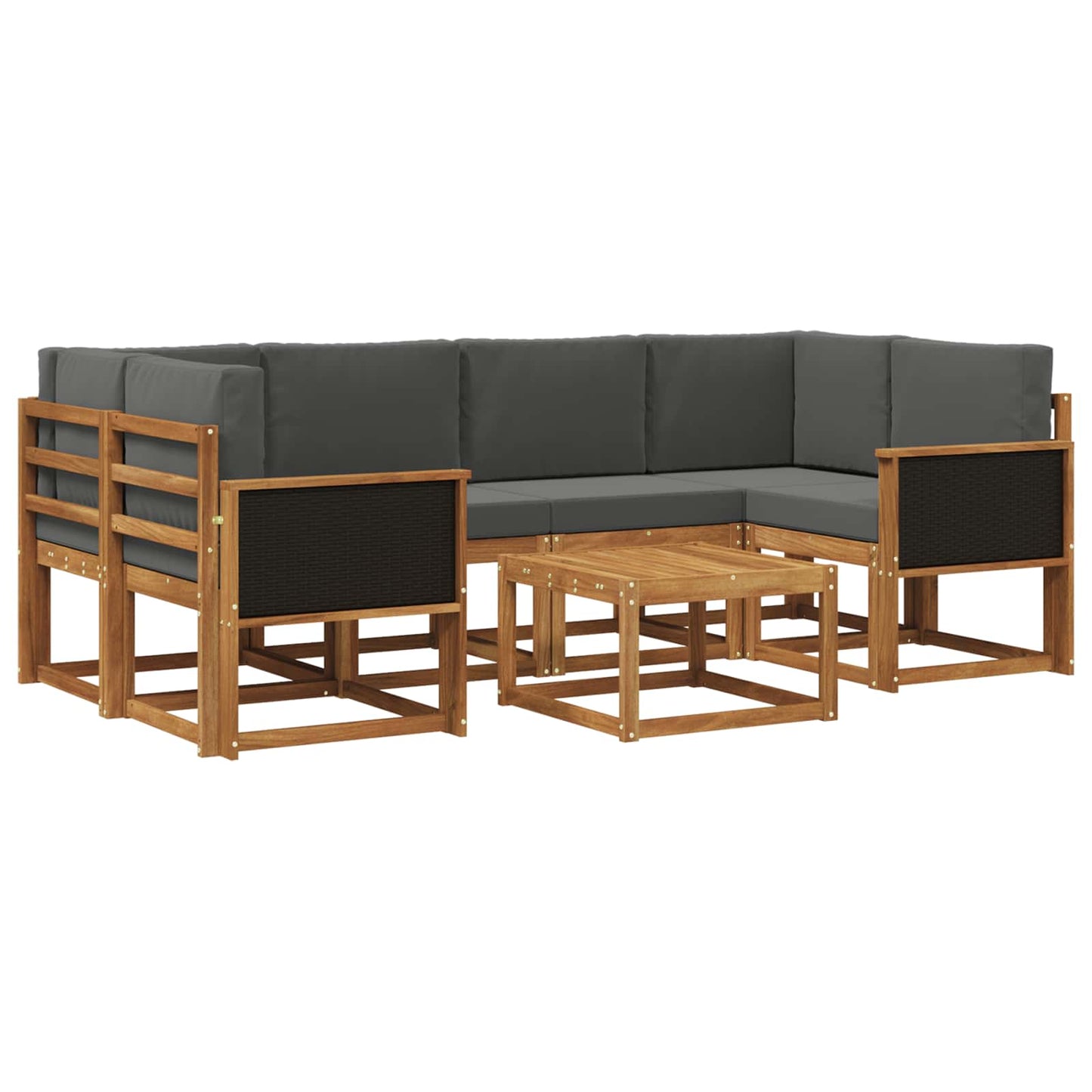 Outdoor-Sofagarnitur 5 stk. Natur und Anthrazit