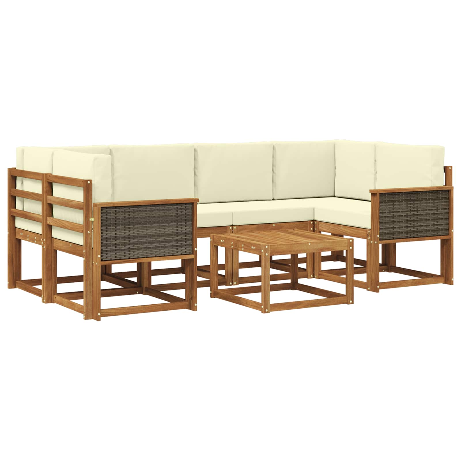 Outdoor-Sofagarnitur mit Kissen 5 pcs Natur und Creme