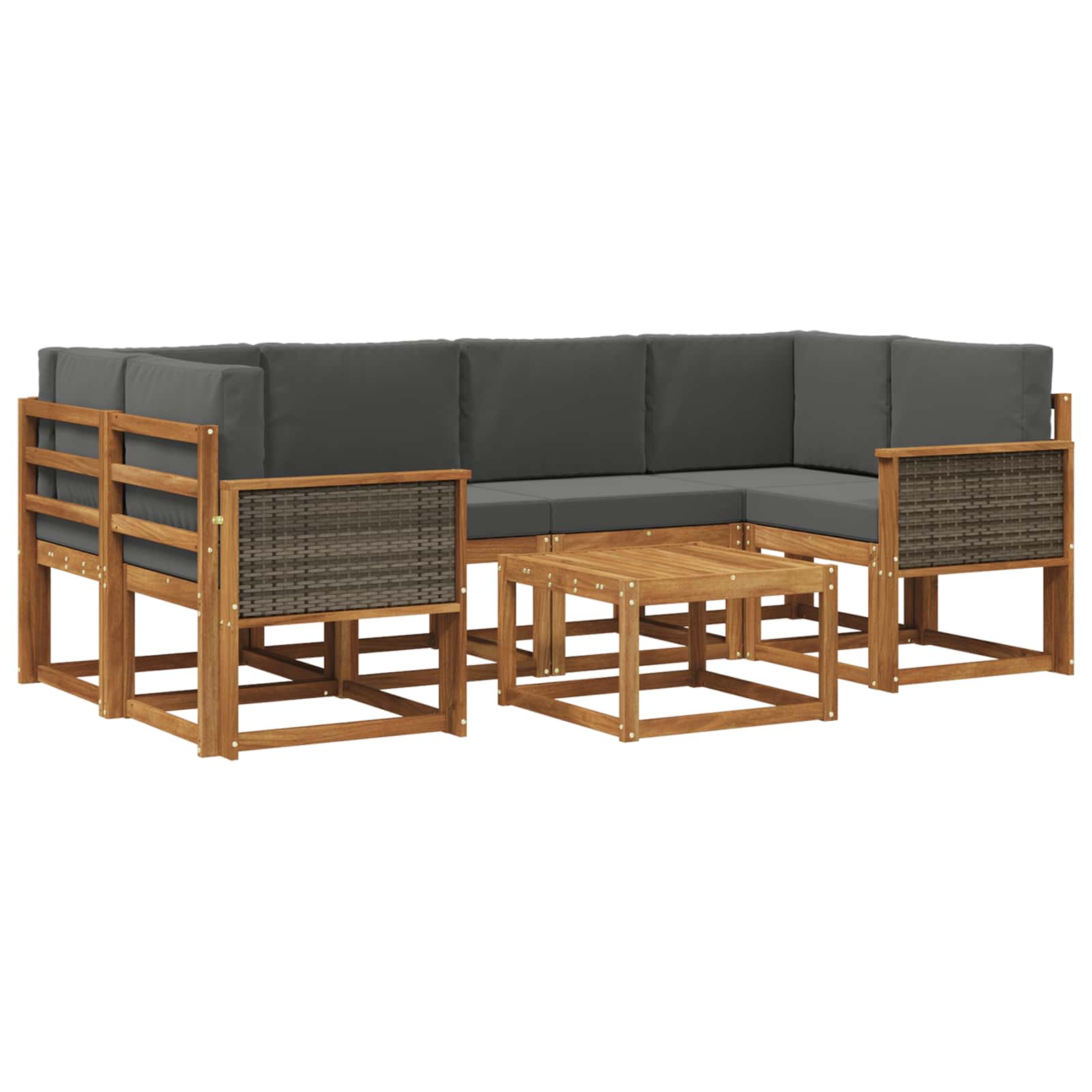 Outdoor-Sofagarnitur mit Kissen 5 pcs Natur und Anthrazit