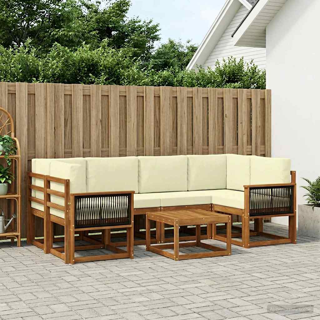Outdoor-Sofagarnitur 5 stk. Natur und Creme
