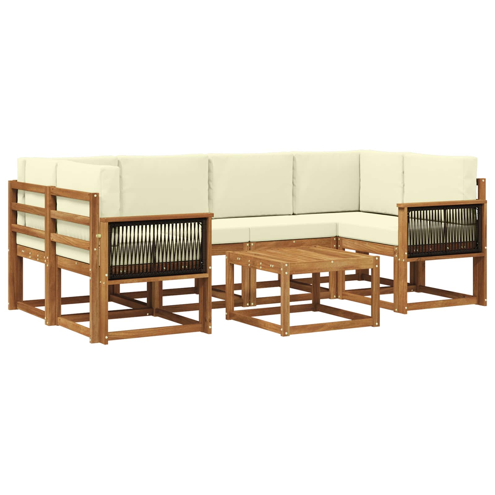 Outdoor-Sofagarnitur 5 stk. Natur und Creme