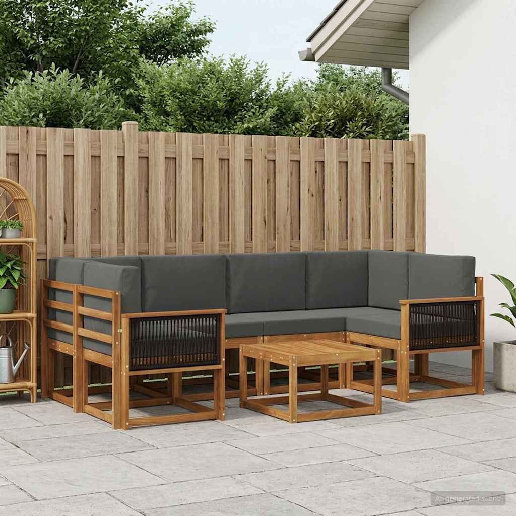 Outdoor-Sofagarnitur 5 stk. Natur und Anthrazit