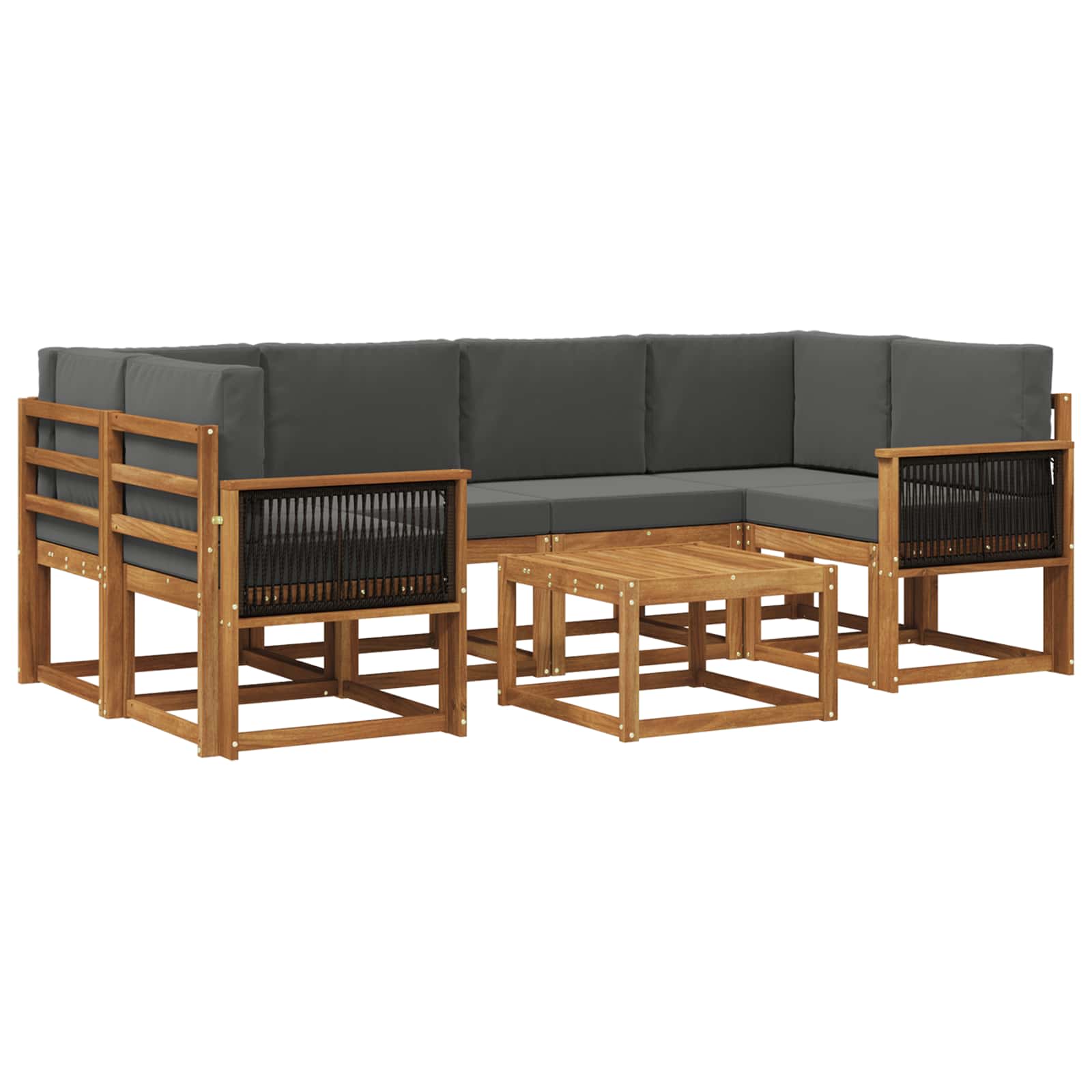 Outdoor-Sofagarnitur 5 stk. Natur und Anthrazit