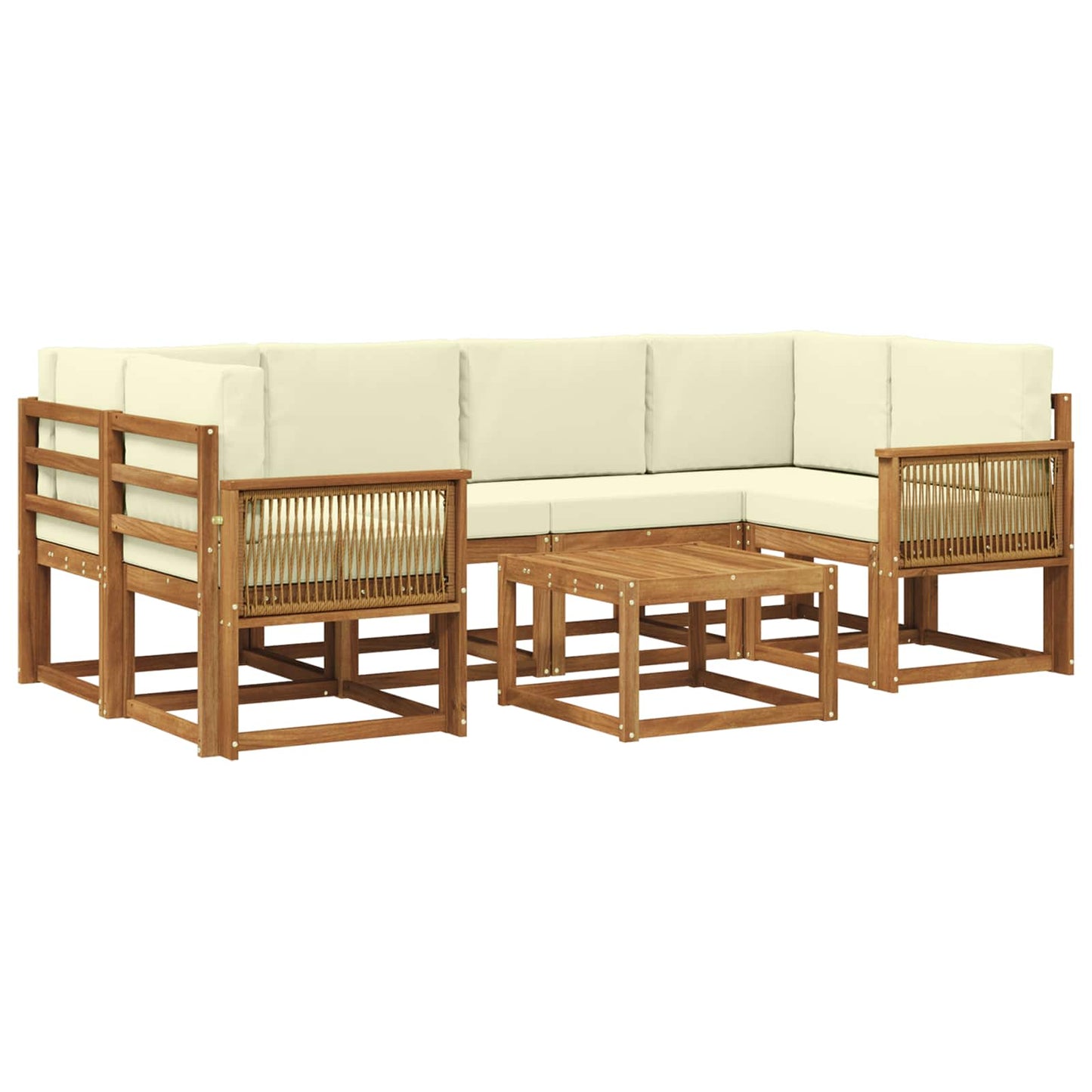 Outdoor-Sofagarnitur 7 stk. Natur und Creme Polyester