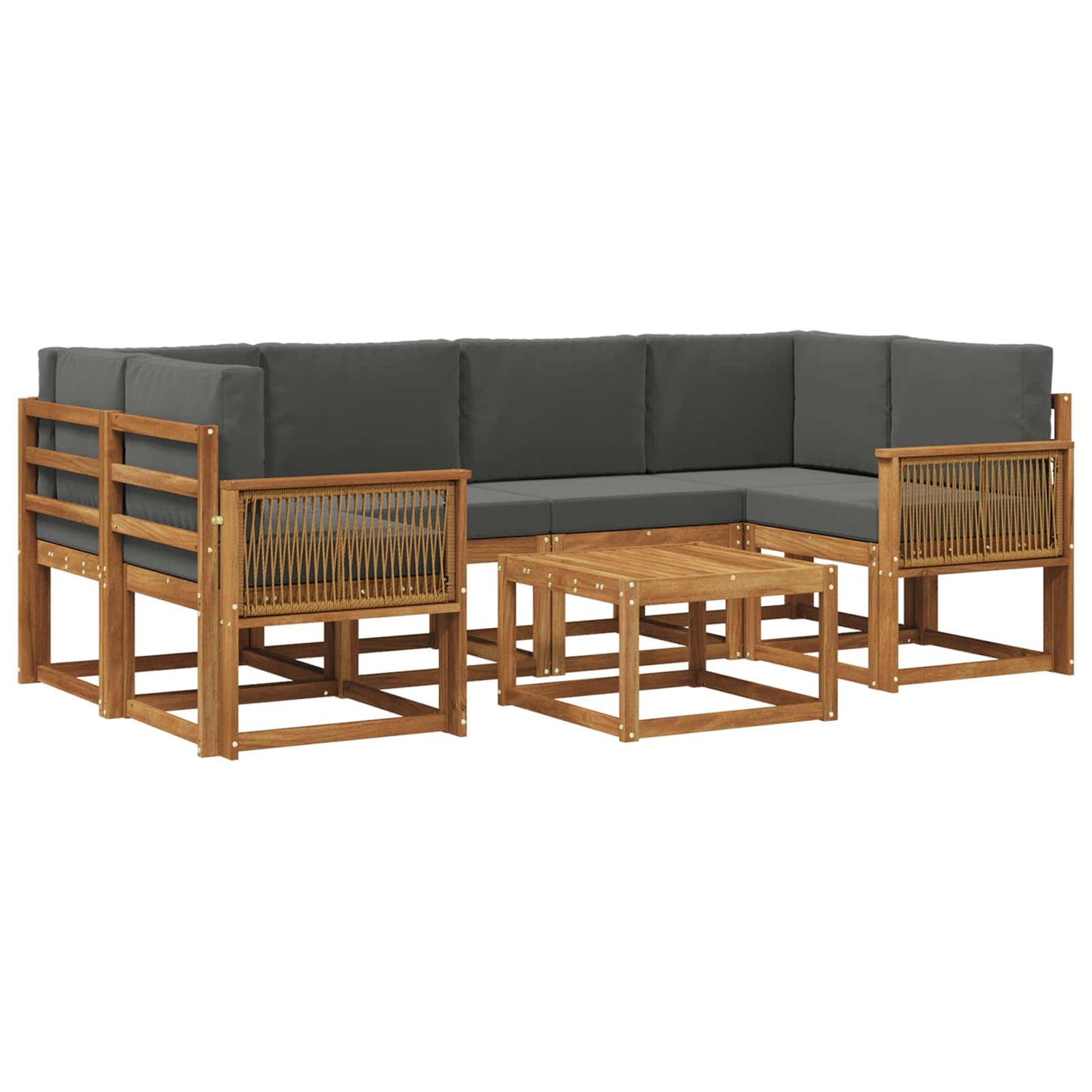Outdoor-Sofagarnitur 7 stk. Natur und Anthrazit Polyester
