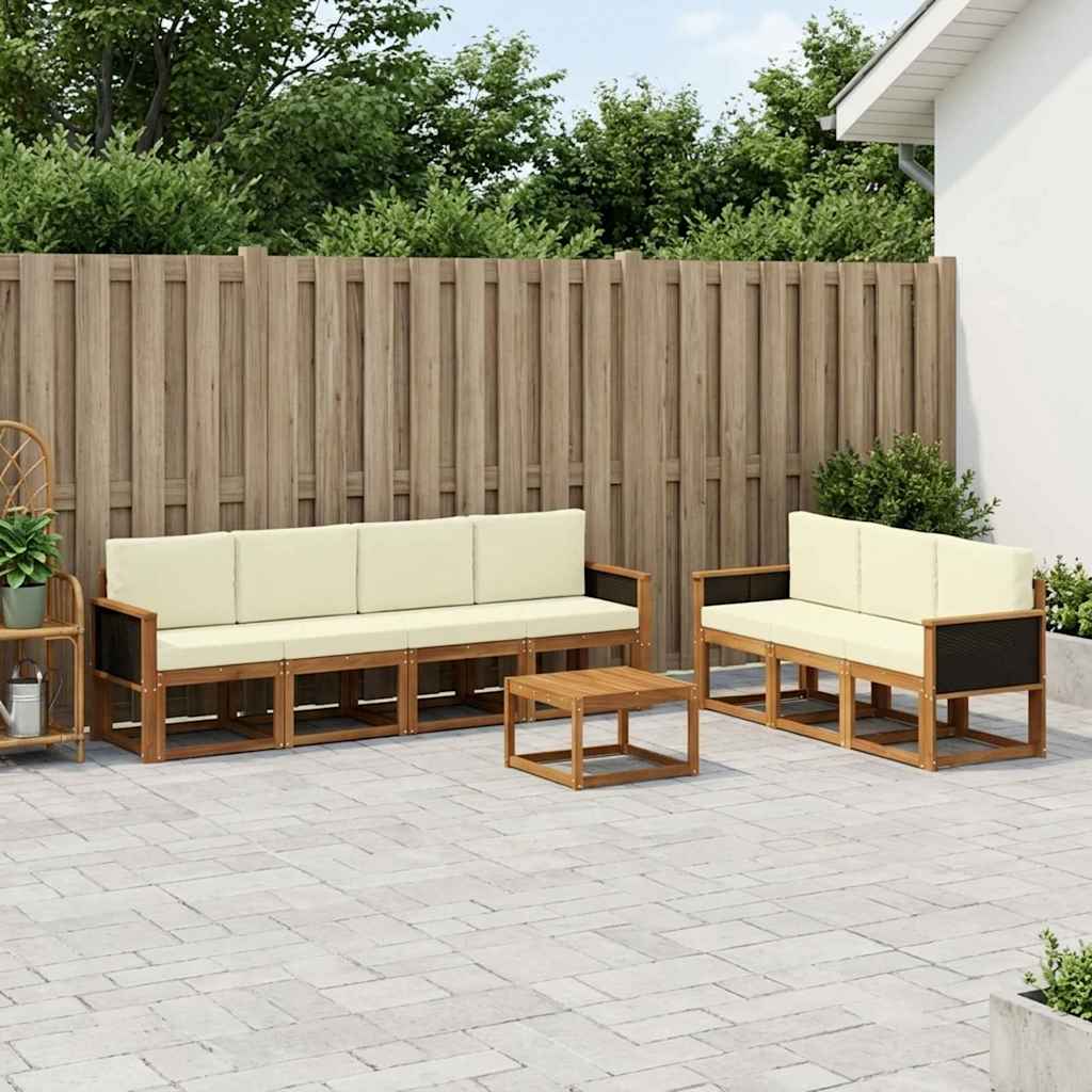 Outdoor-Sofagarnitur 7 stk. Natur und Creme