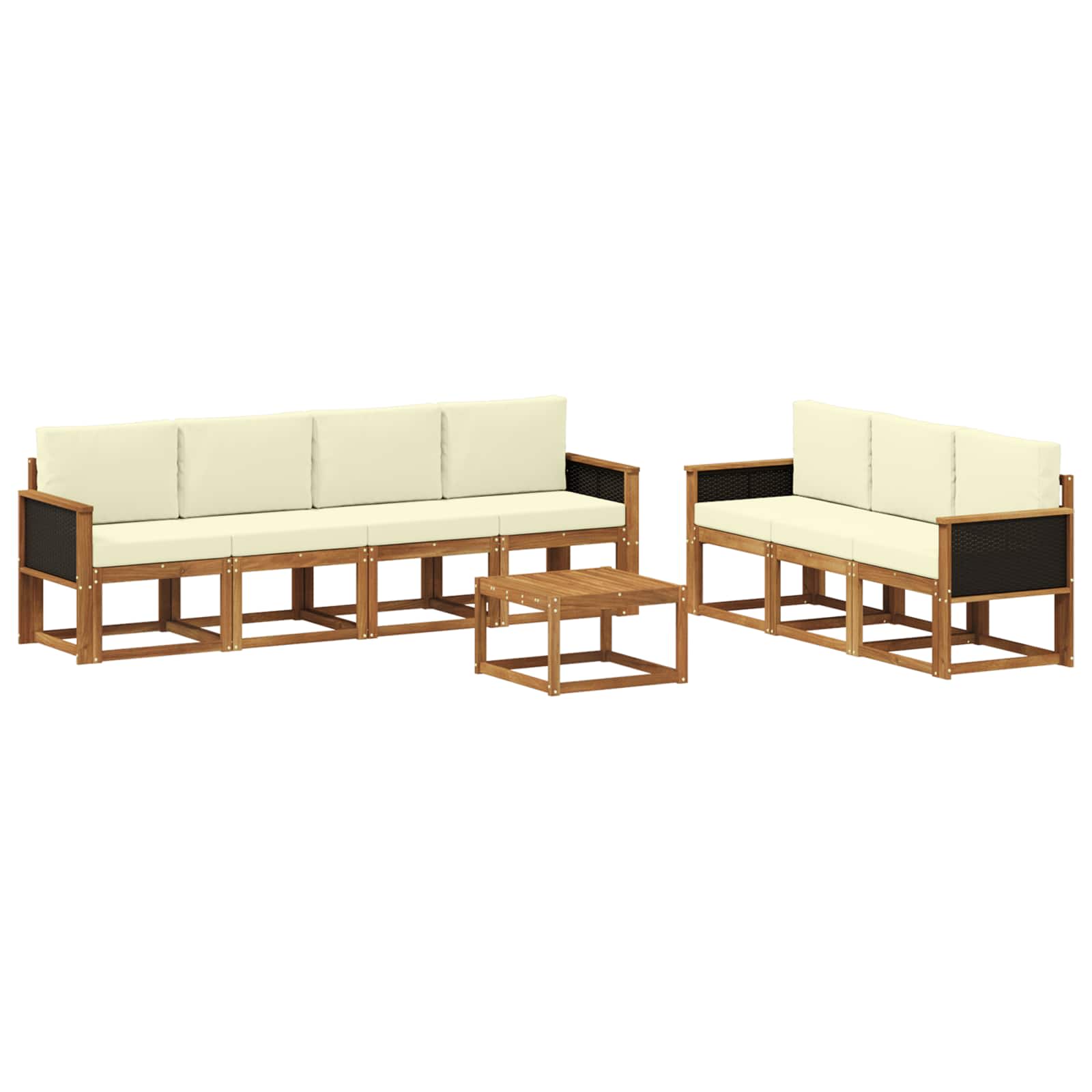 Outdoor-Sofagarnitur 7 stk. Natur und Creme