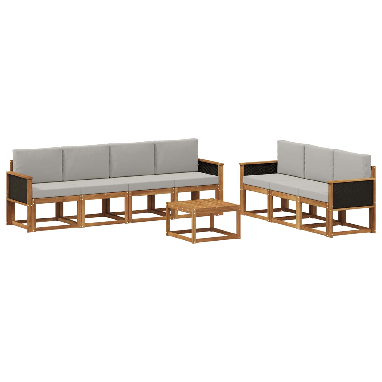 Outdoor-Sofagarnitur mit Kissen 7 pcs Natürlich und Hellgrau