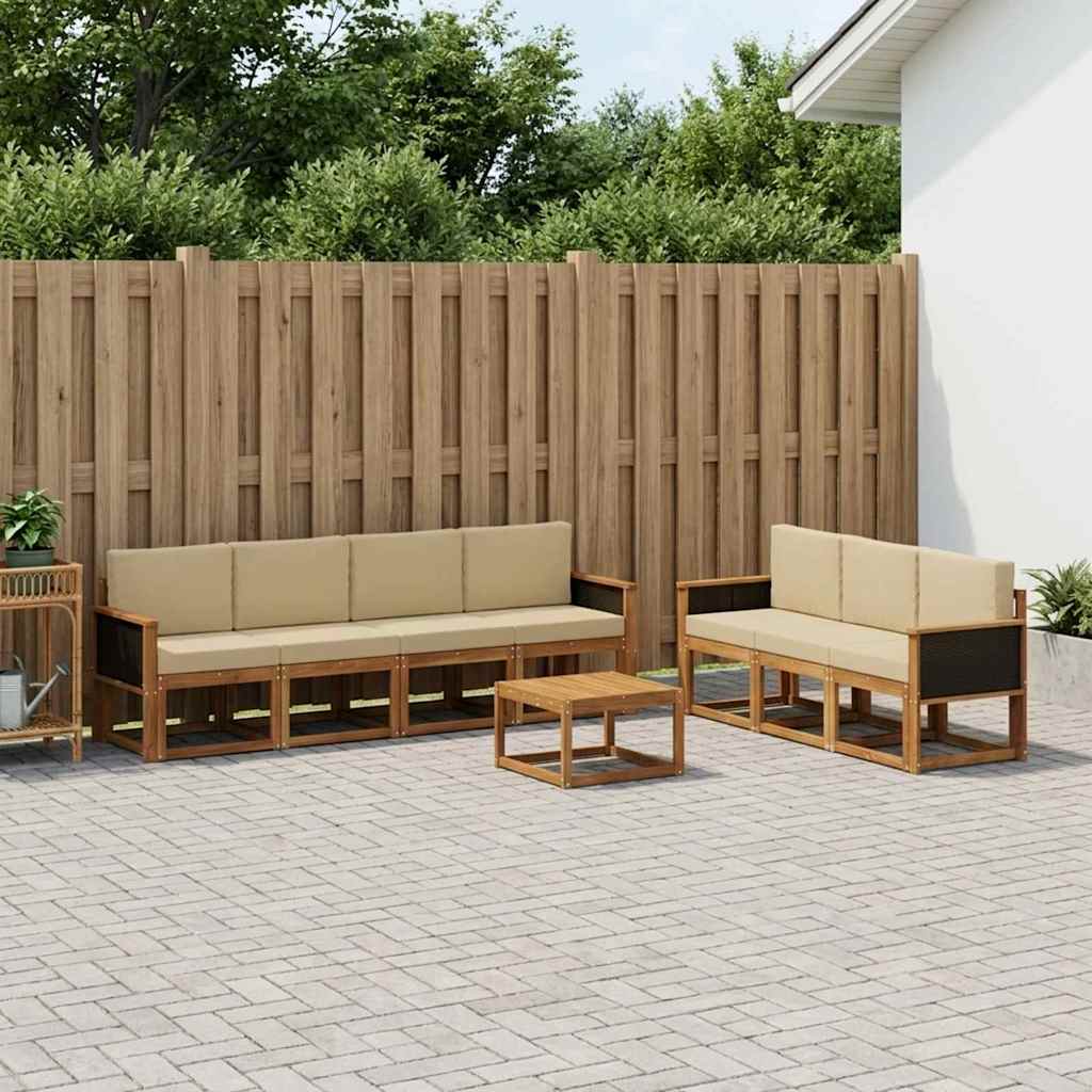 Outdoor-Sofagarnitur mit Kissen 7 pcs Natur
