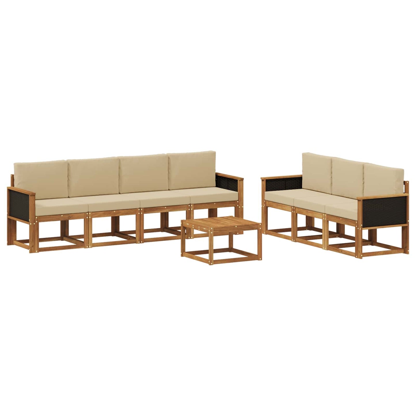 Outdoor-Sofagarnitur mit Kissen 7 pcs Natur