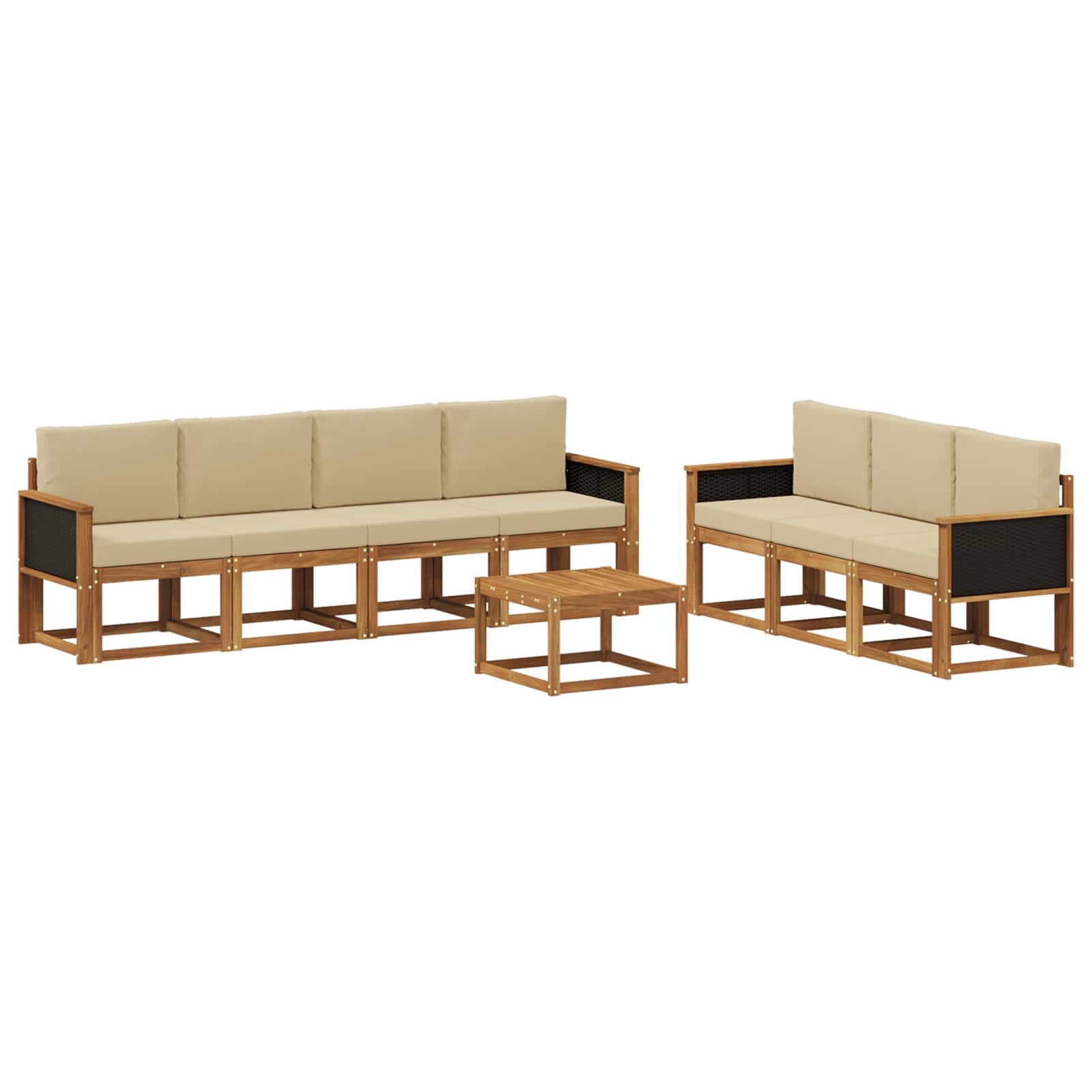Outdoor-Sofagarnitur mit Kissen 7 pcs Natur