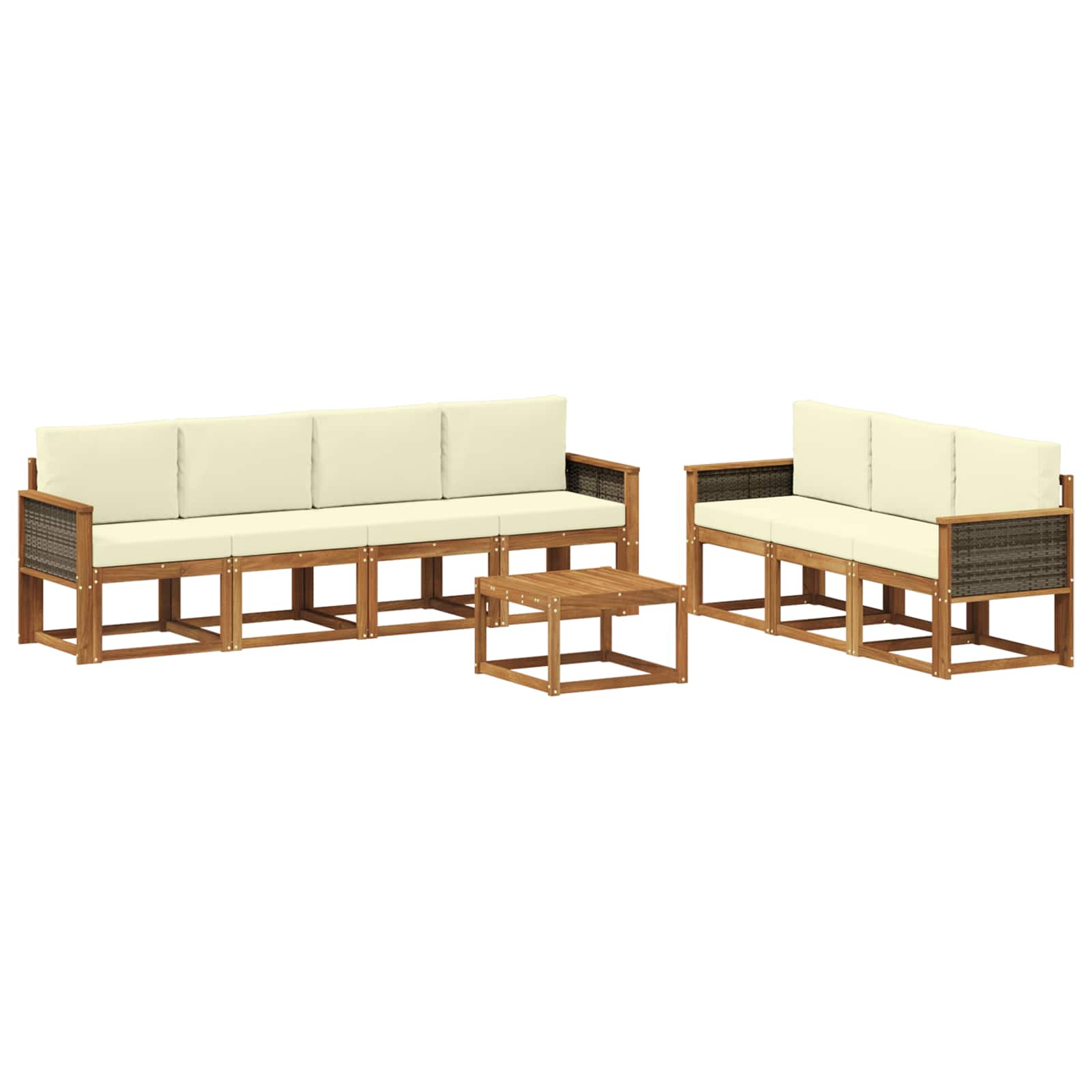 Outdoor-Sofagarnitur 7 stk. Natur und Creme